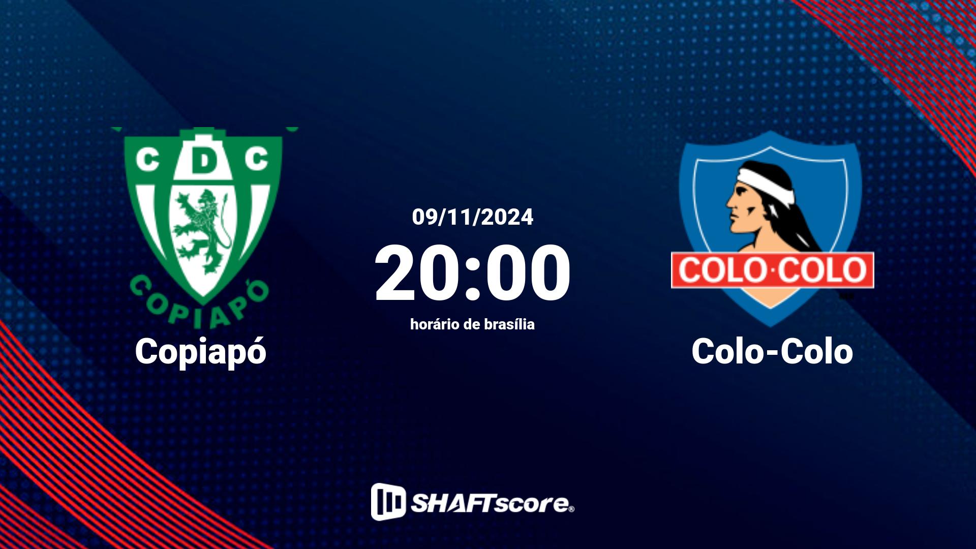 Estatísticas do jogo Copiapó vs Colo-Colo 09.11 20:00