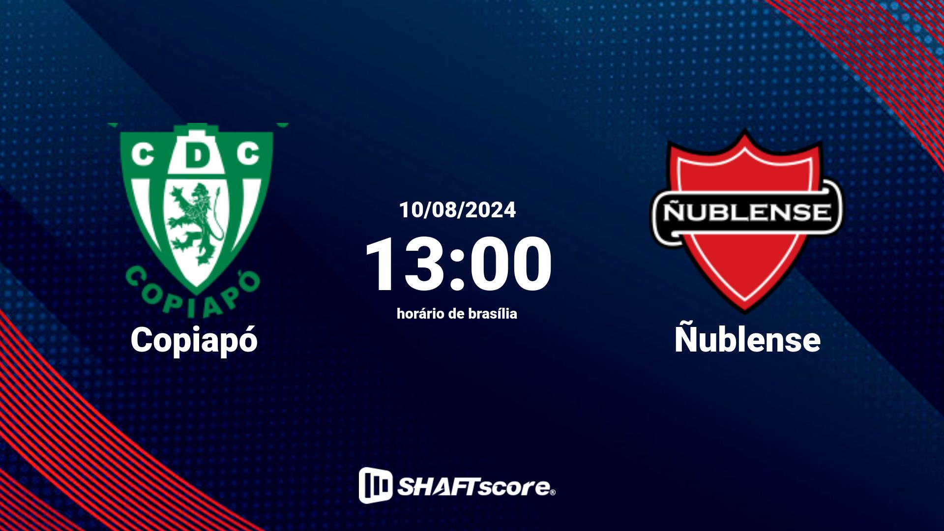 Estatísticas do jogo Copiapó vs Ñublense 10.08 13:00