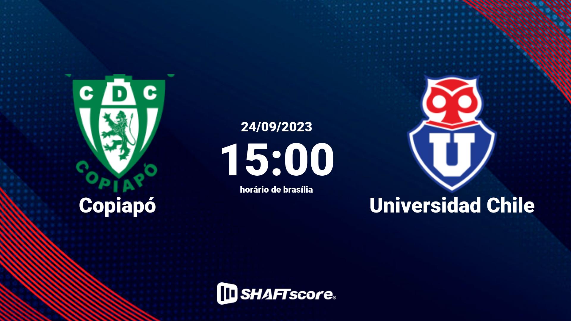 Estatísticas do jogo Copiapó vs Universidad Chile 24.09 15:00