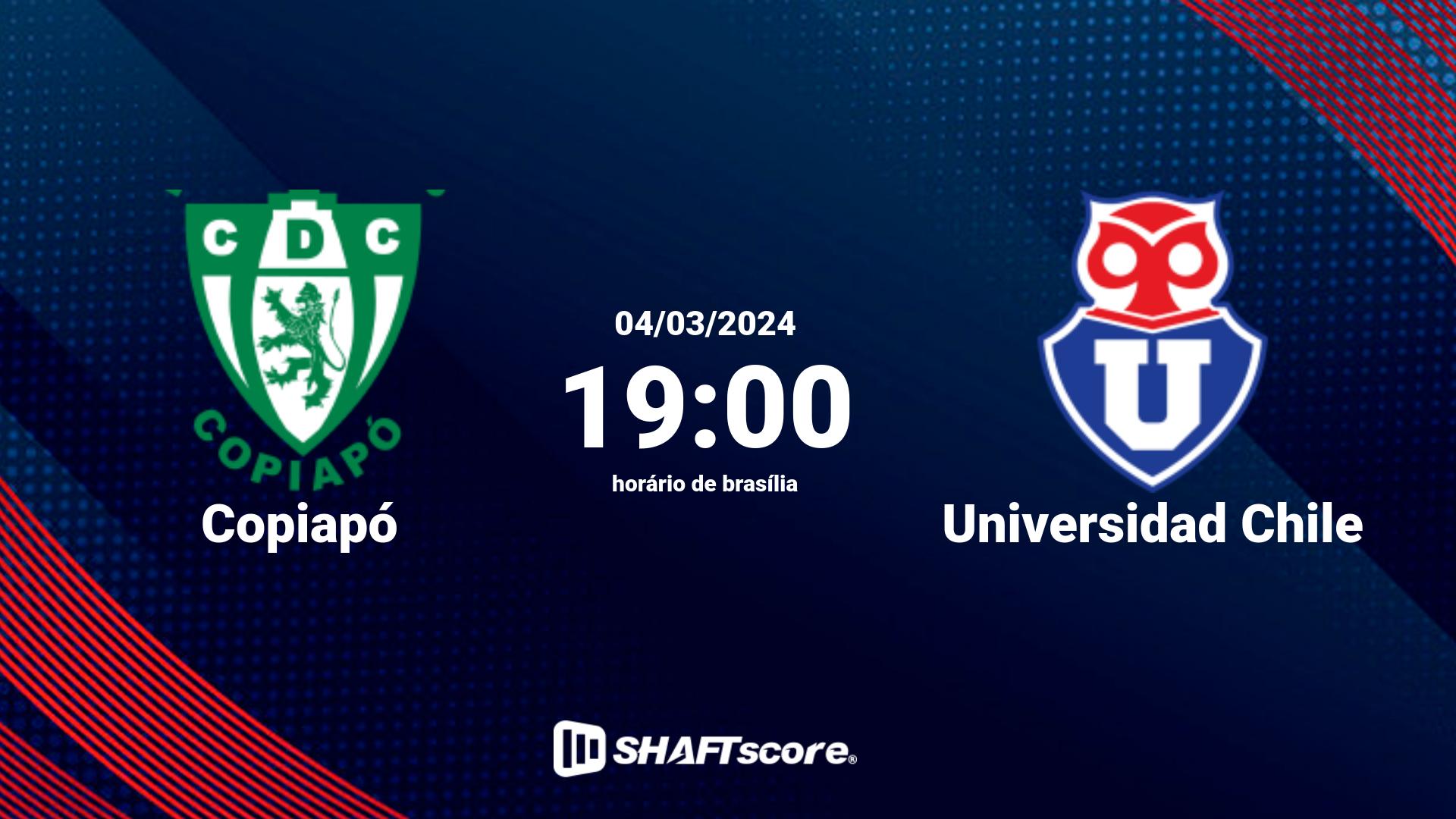 Estatísticas do jogo Copiapó vs Universidad Chile 04.03 19:00