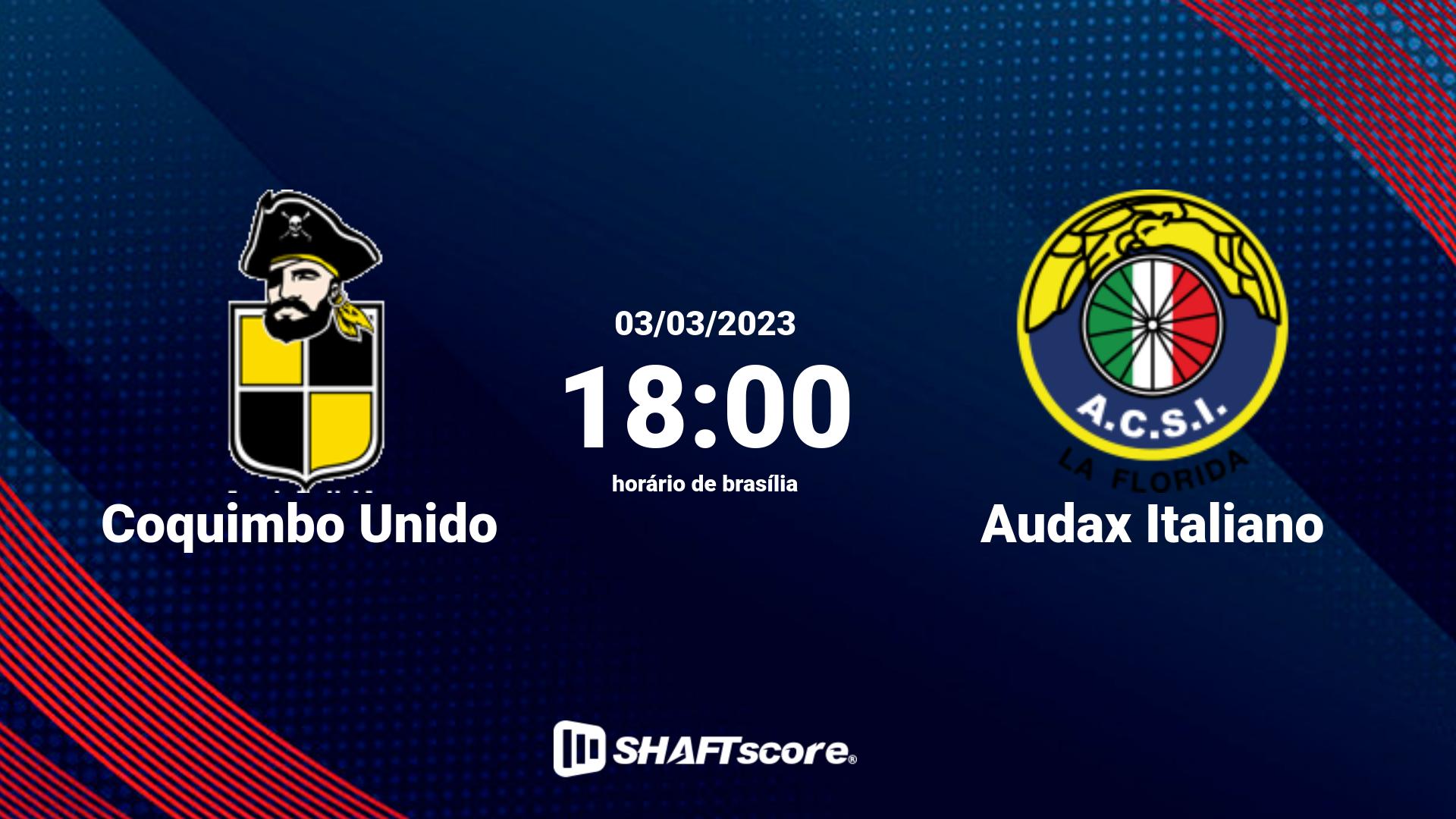 Estatísticas do jogo Coquimbo Unido vs Audax Italiano 03.03 18:00