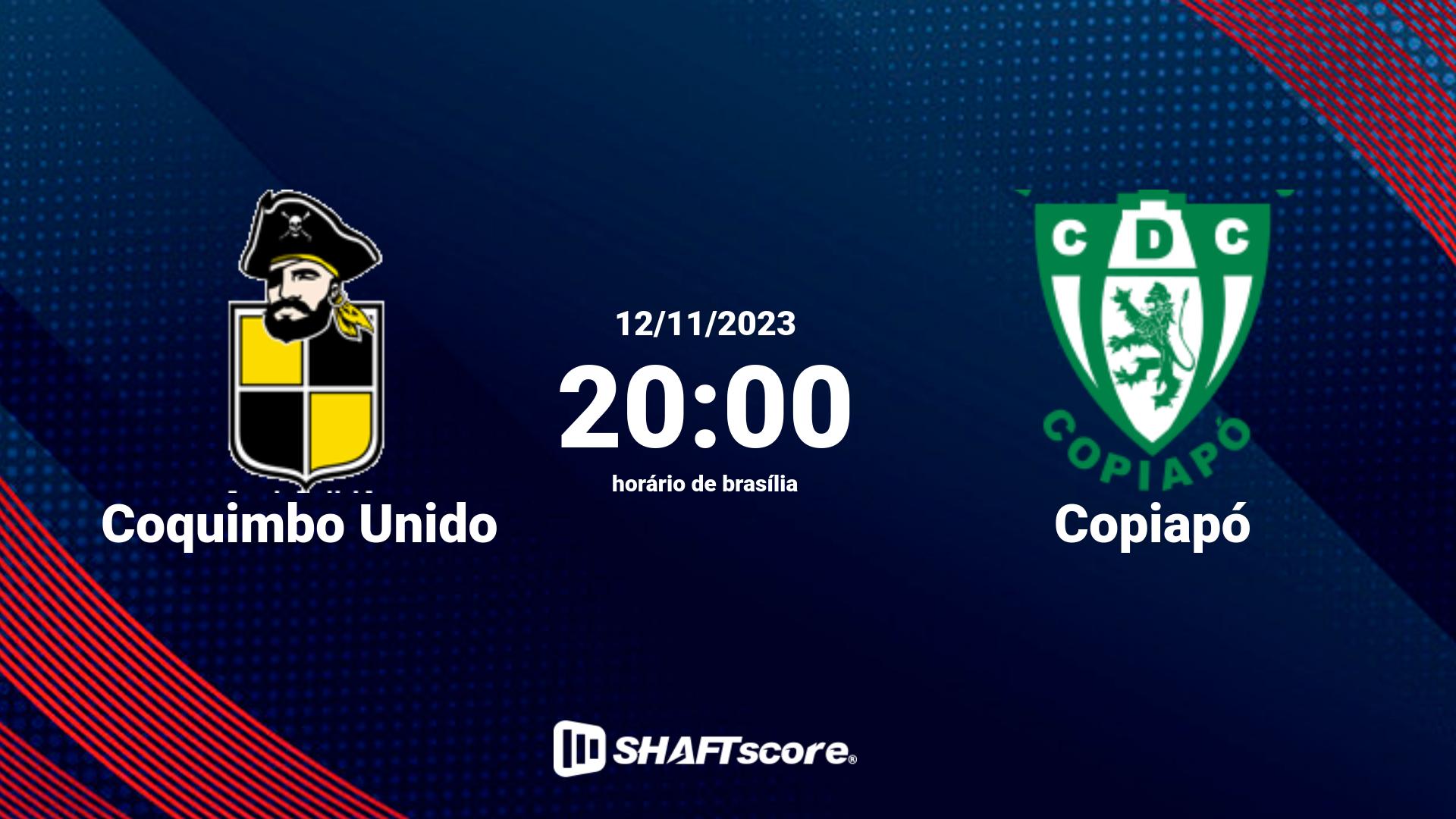 Estatísticas do jogo Coquimbo Unido vs Copiapó 12.11 20:00