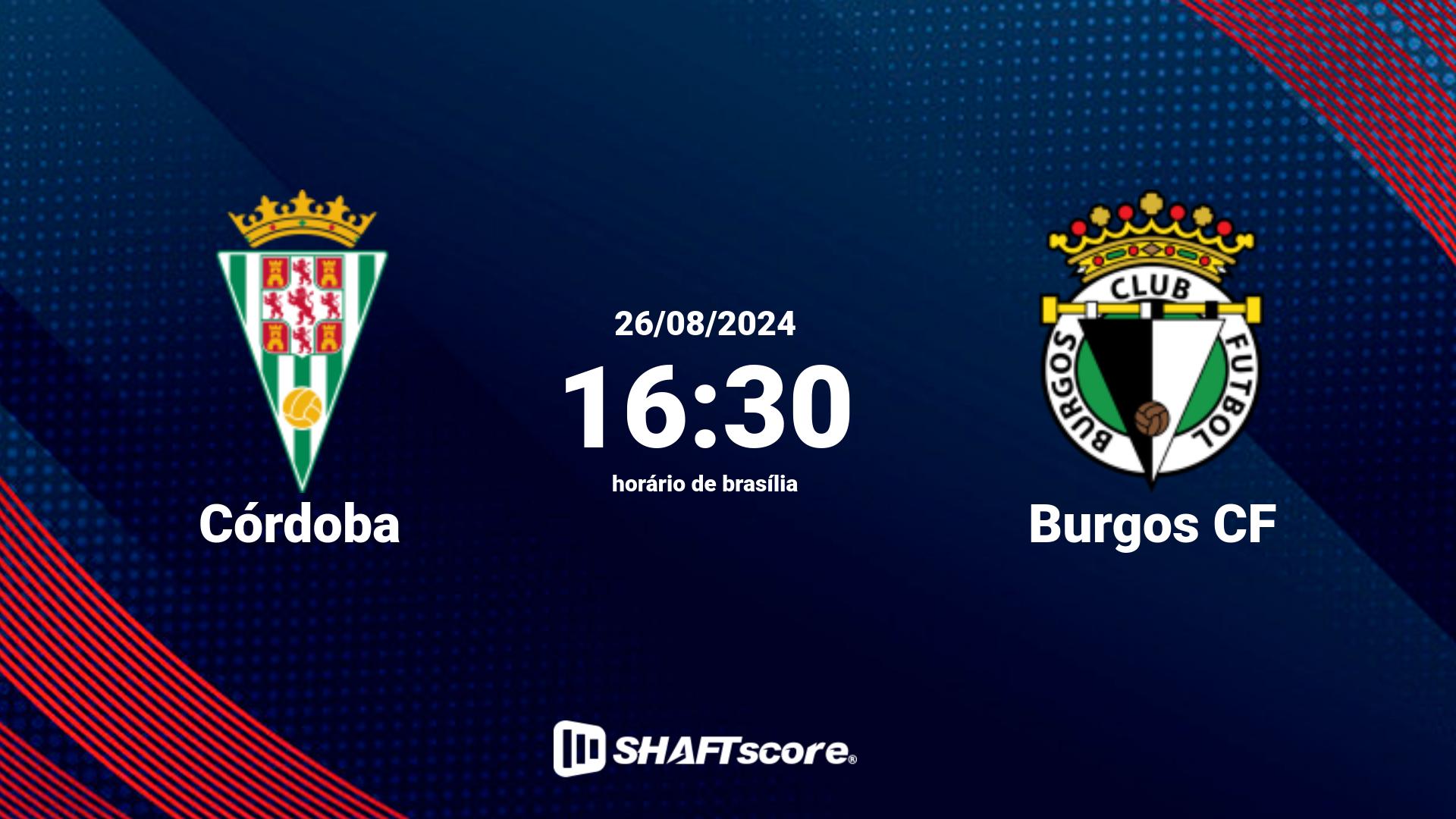 Estatísticas do jogo Córdoba vs Burgos CF 26.08 16:30