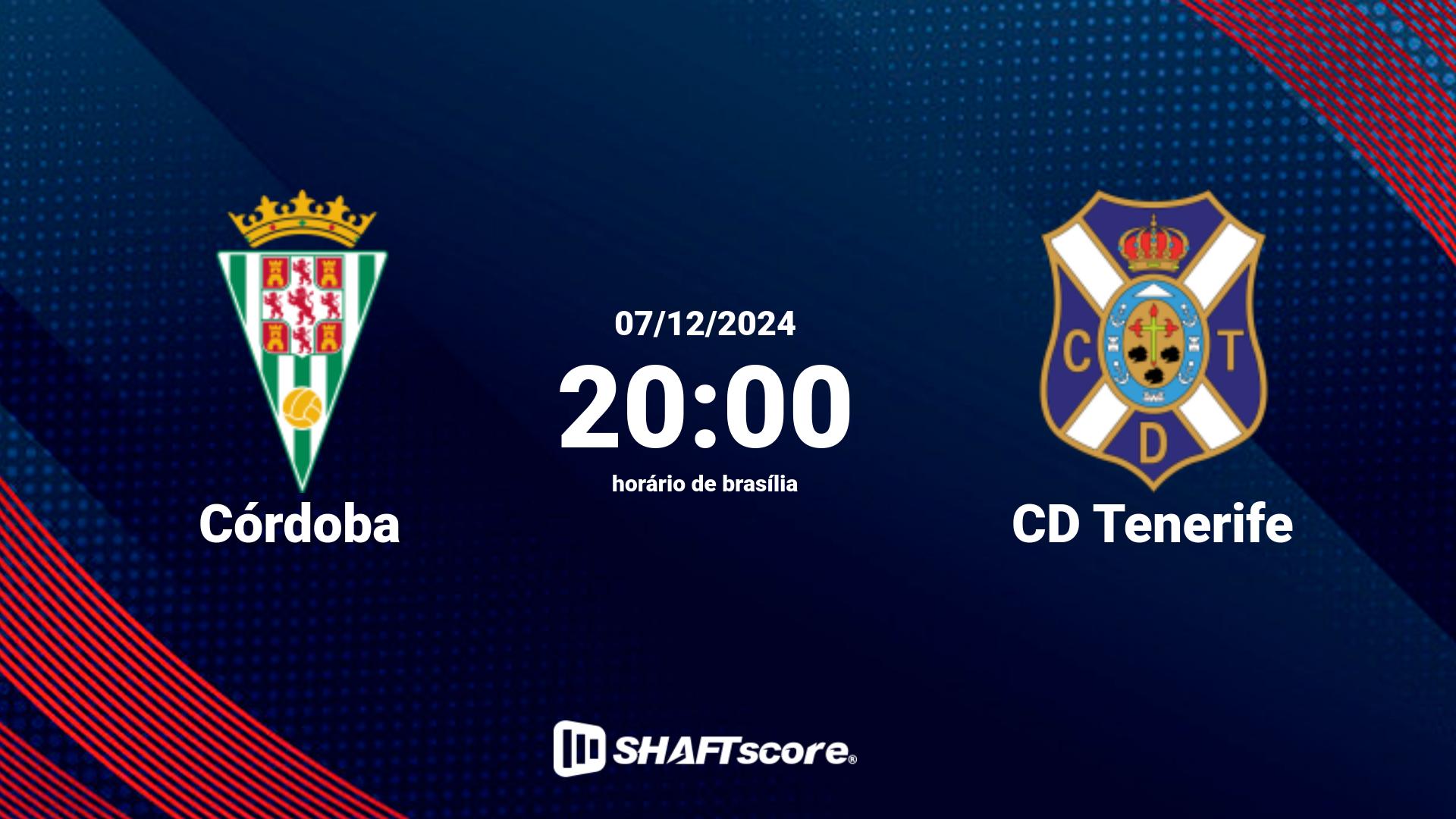 Estatísticas do jogo Córdoba vs CD Tenerife 07.12 20:00