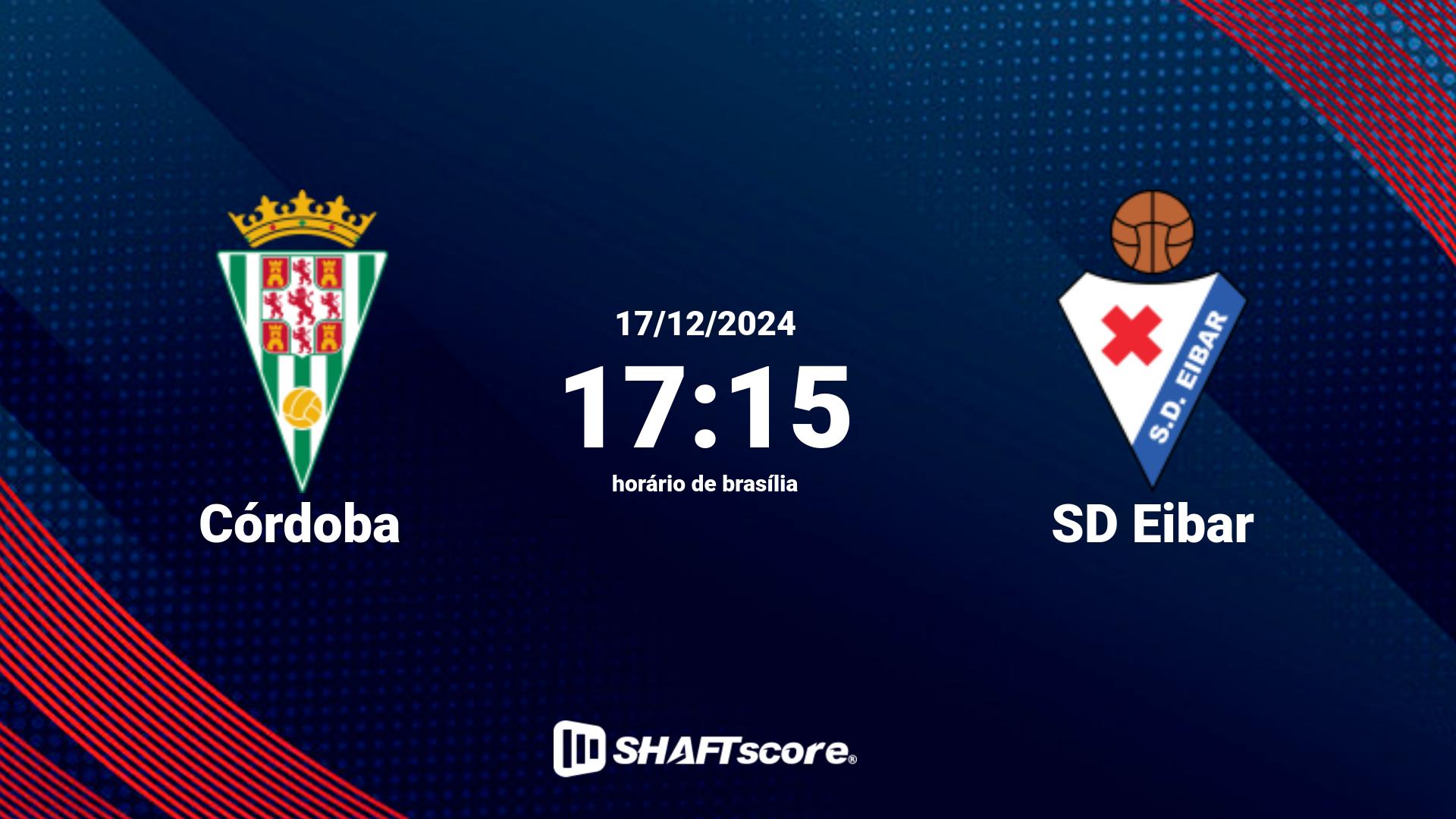 Estatísticas do jogo Córdoba vs SD Eibar 17.12 17:15