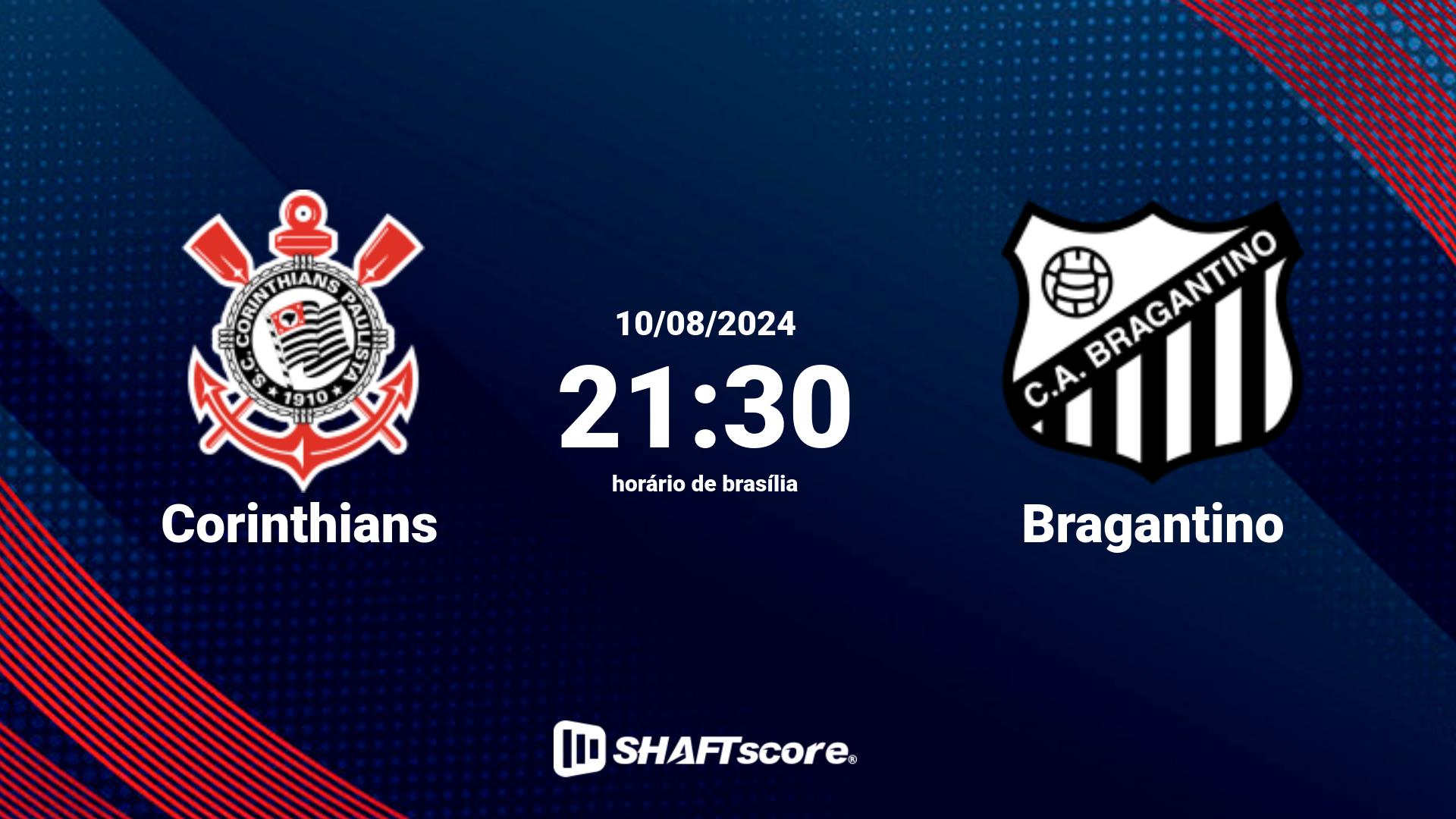 Estatísticas do jogo Corinthians vs Bragantino 10.08 21:30