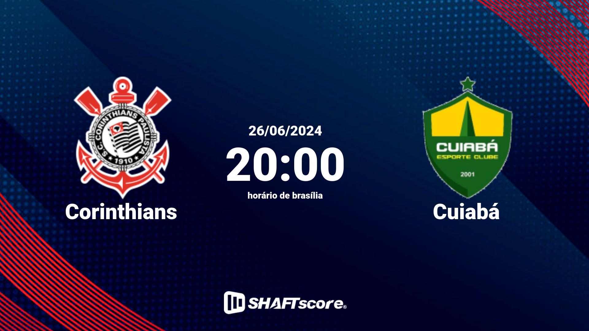 Estatísticas do jogo Corinthians vs Cuiabá 26.06 20:00