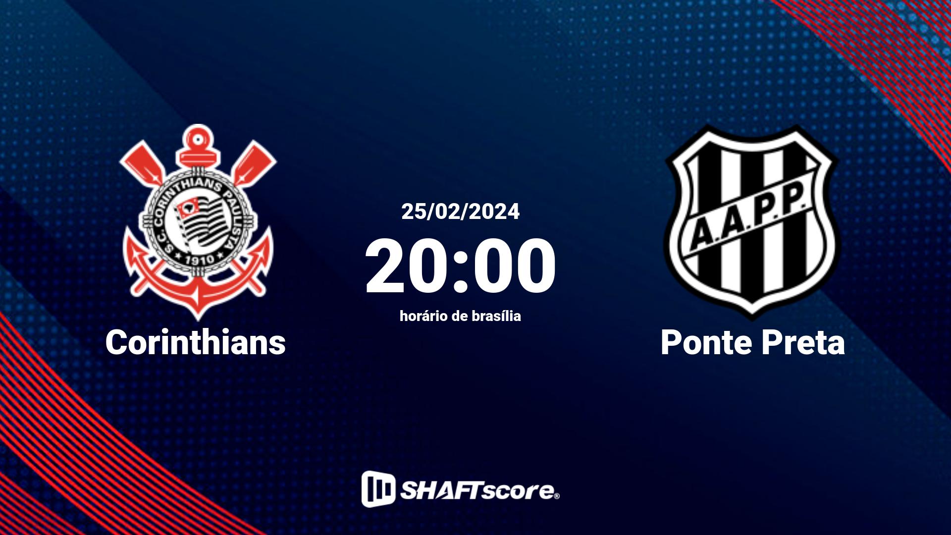 Estatísticas do jogo Corinthians vs Ponte Preta 25.02 20:00