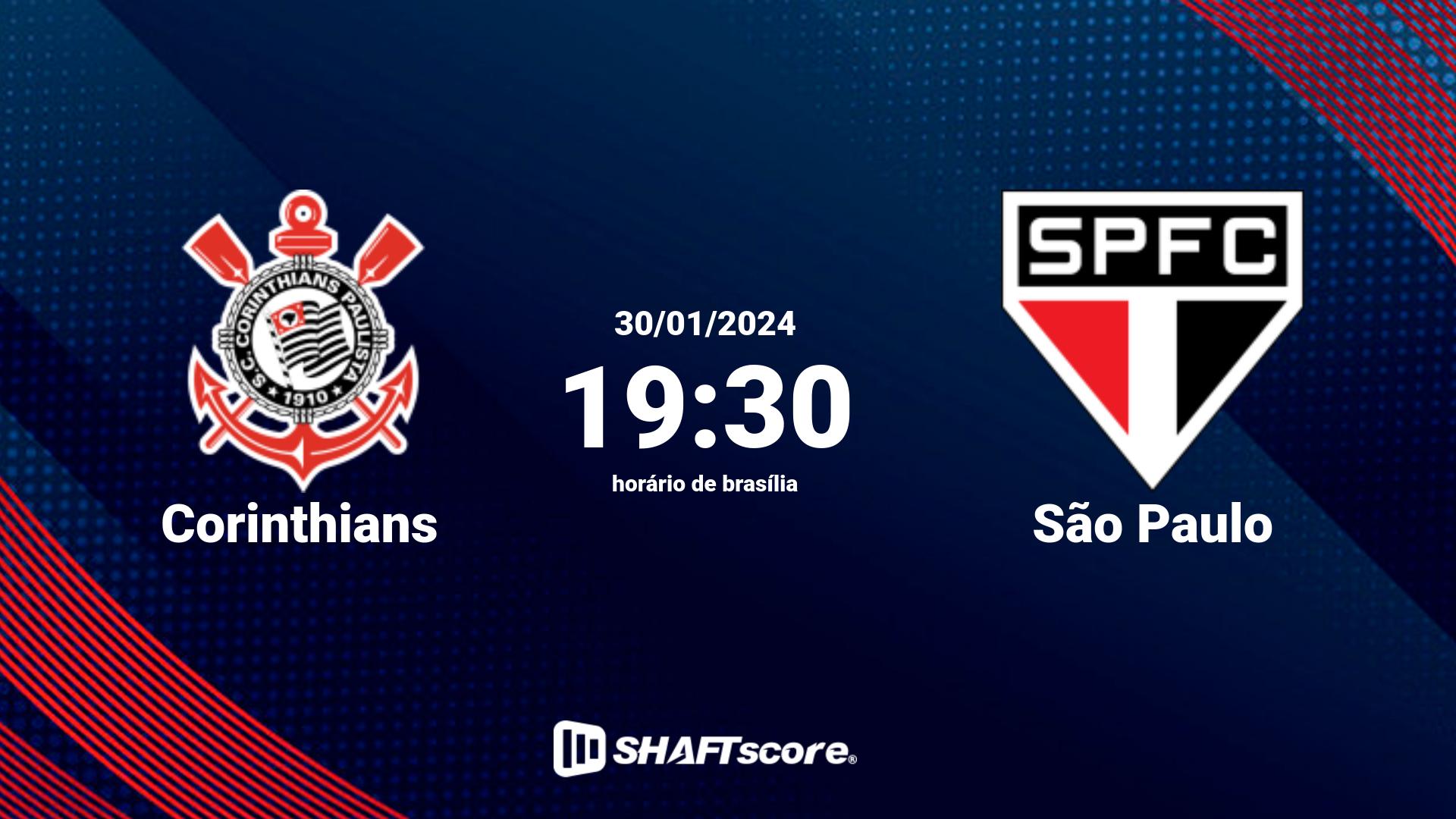 Estatísticas do jogo Corinthians vs São Paulo 30.01 19:30