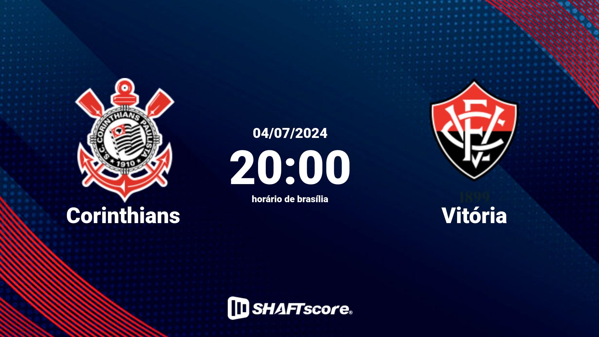 Estatísticas do jogo Corinthians vs Vitória 04.07 20:00