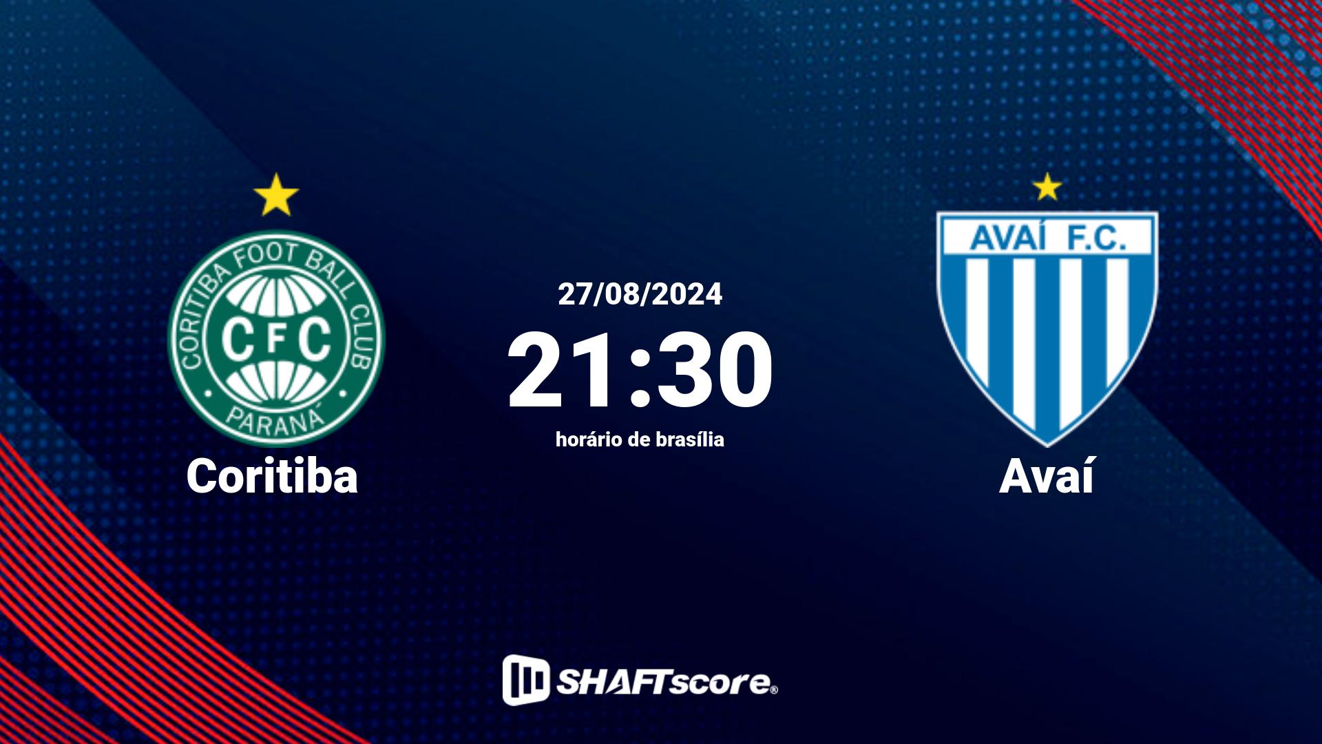 Estatísticas do jogo Coritiba vs Avaí 27.08 21:30