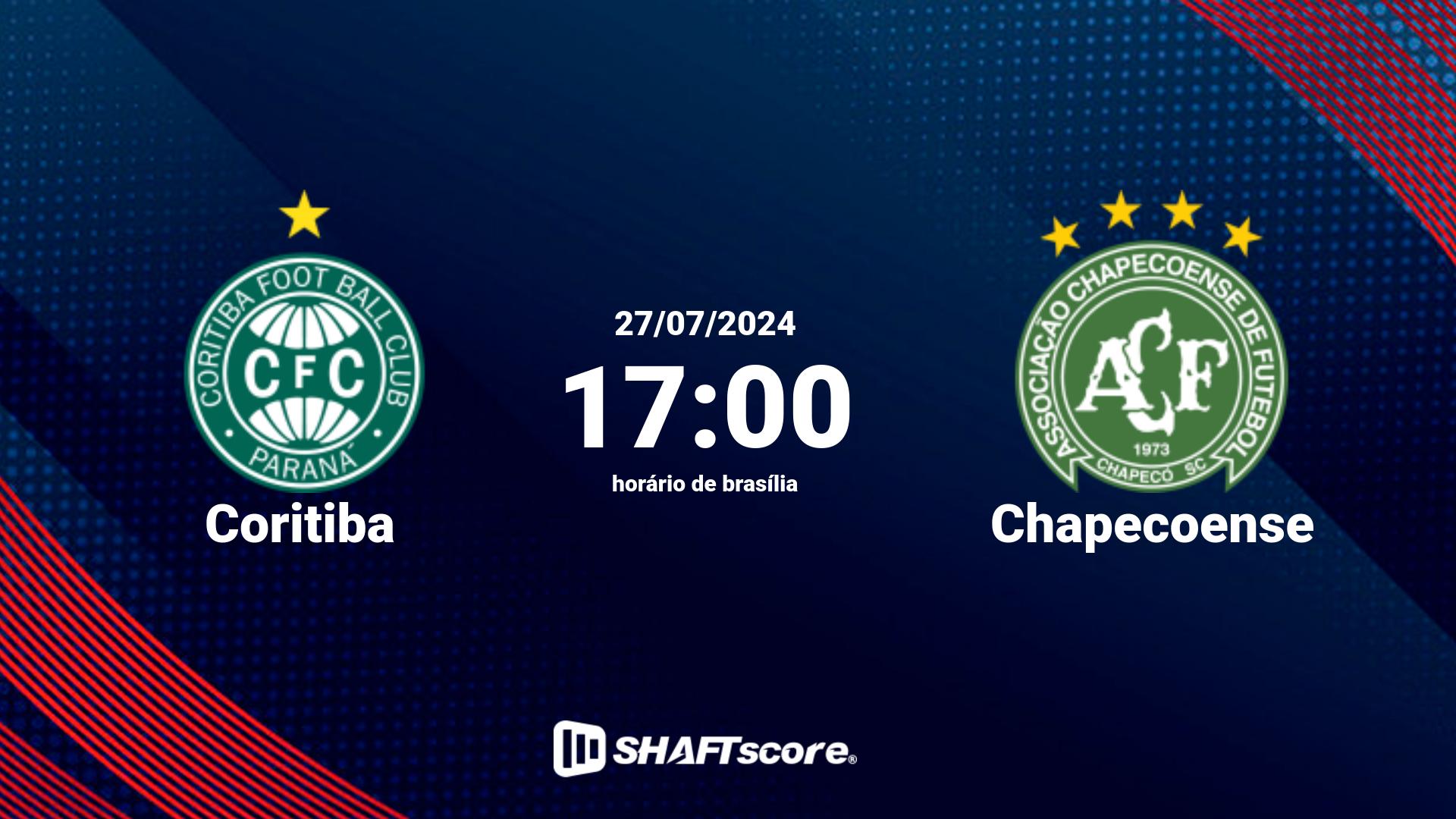 Estatísticas do jogo Coritiba vs Chapecoense 27.07 17:00