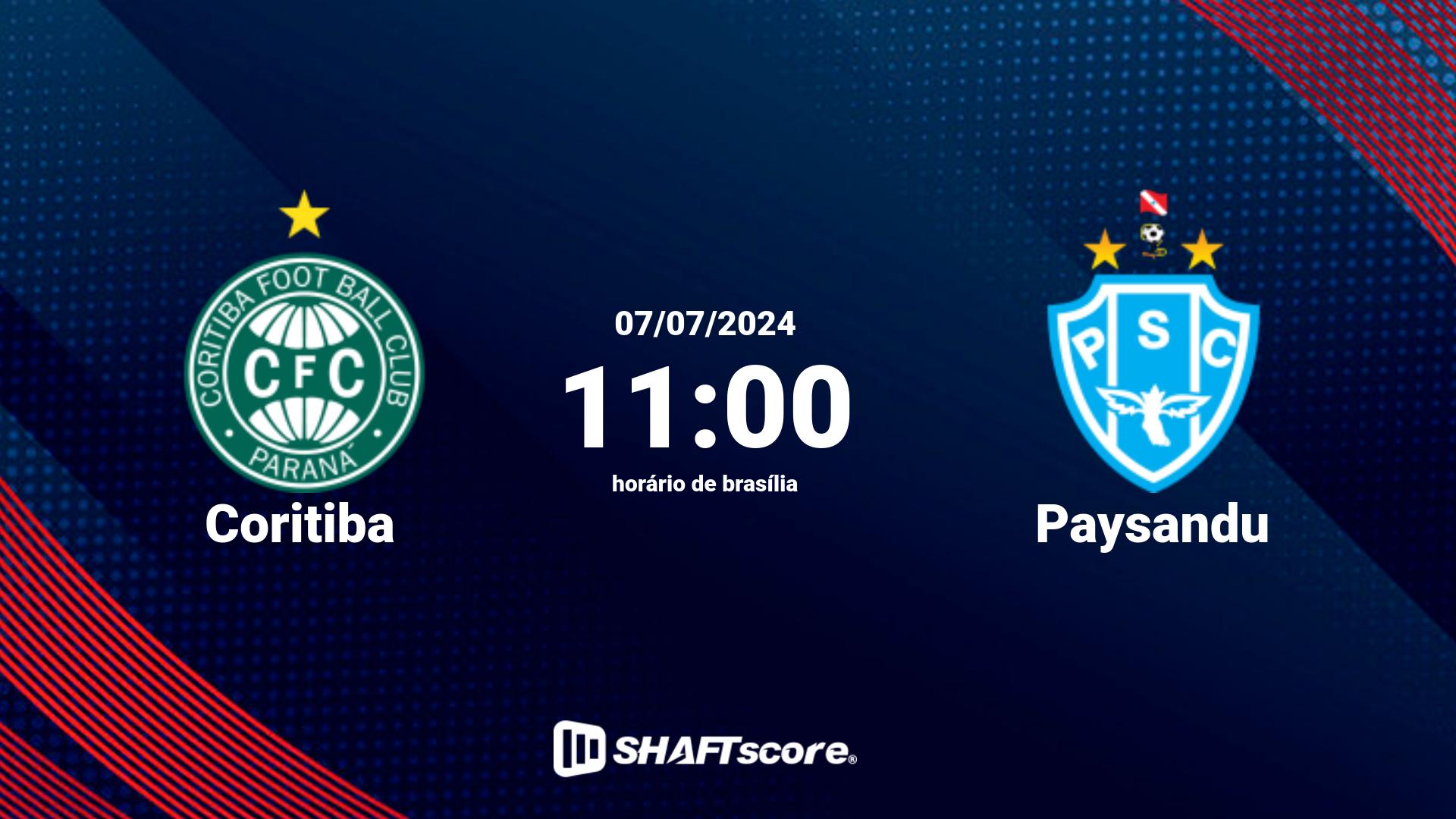 Estatísticas do jogo Coritiba vs Paysandu 07.07 11:00