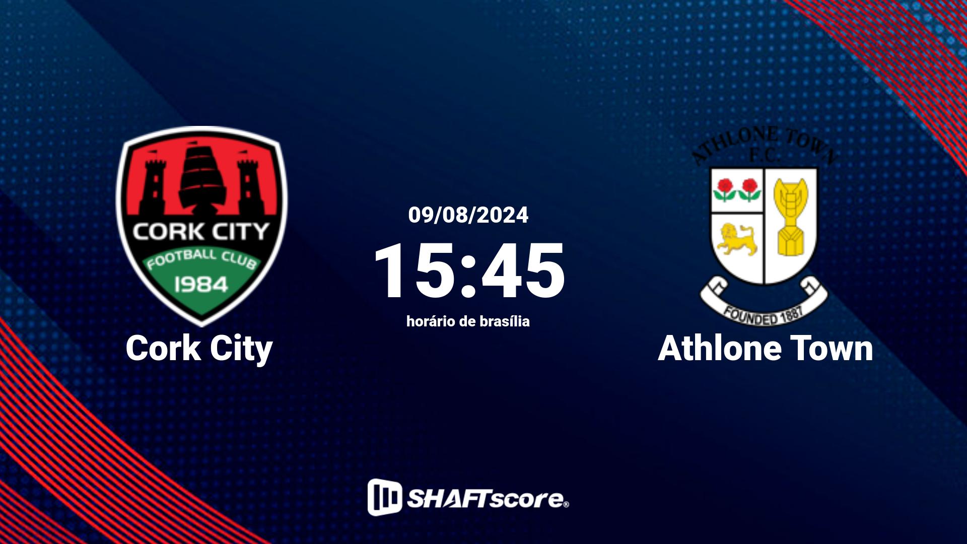 Estatísticas do jogo Cork City vs Athlone Town 09.08 15:45