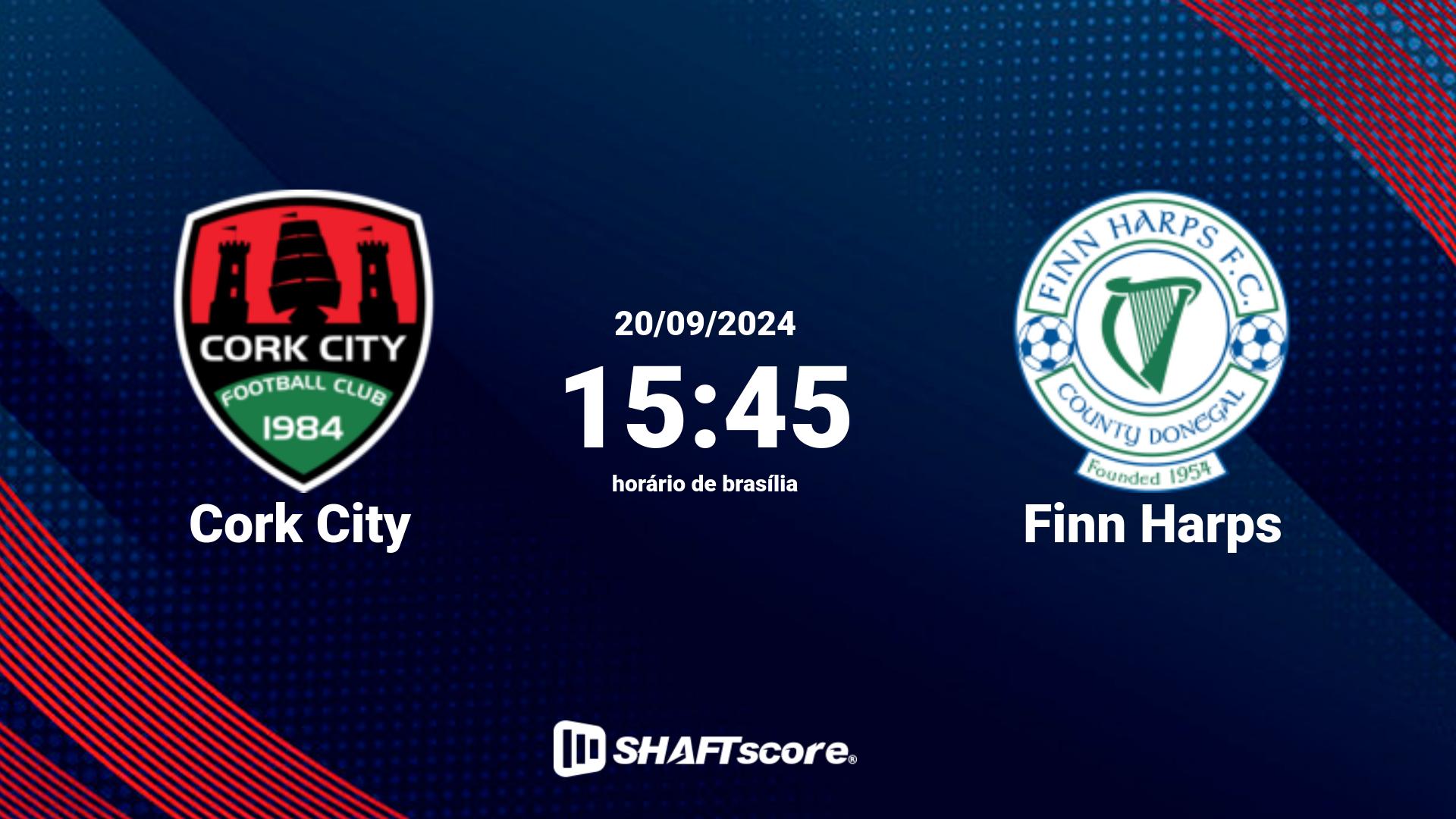 Estatísticas do jogo Cork City vs Finn Harps 20.09 15:45