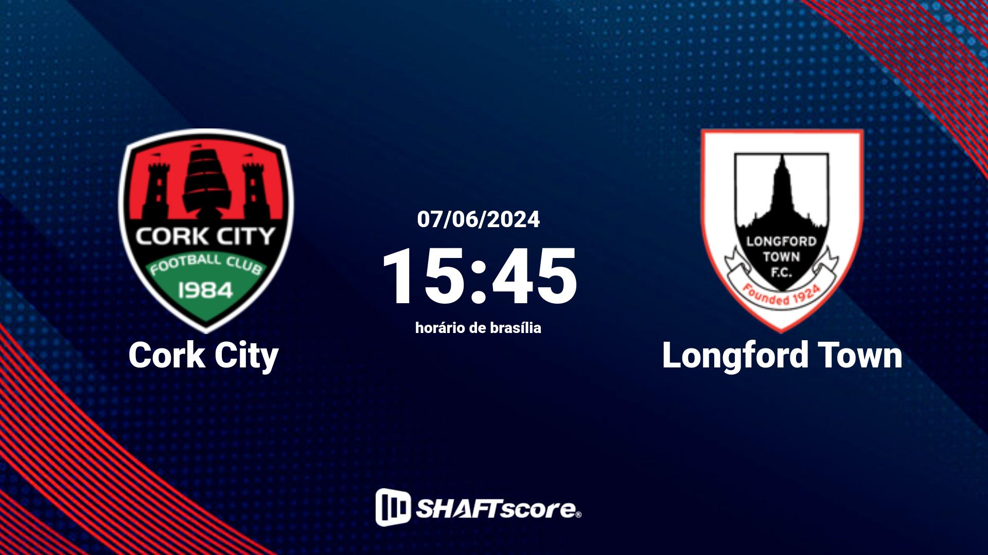 Estatísticas do jogo Cork City vs Longford Town 07.06 15:45