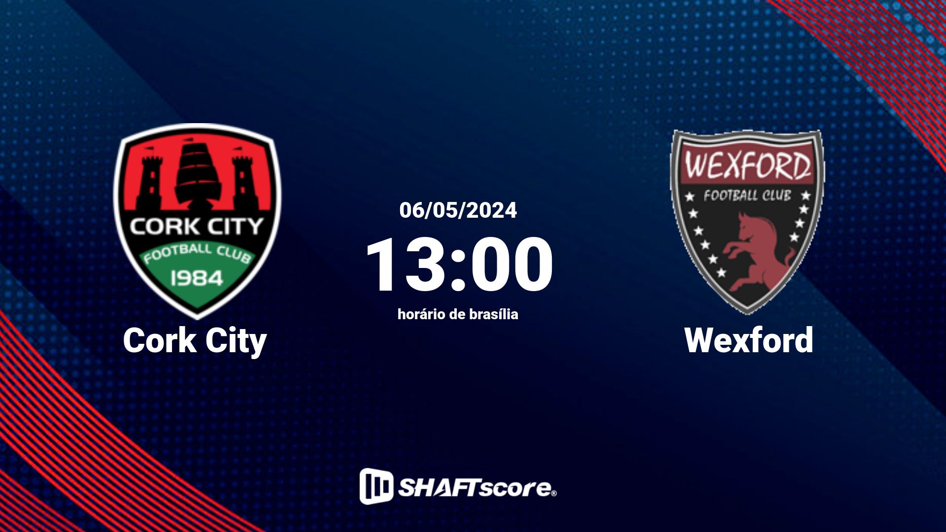 Estatísticas do jogo Cork City vs Wexford 06.05 13:00