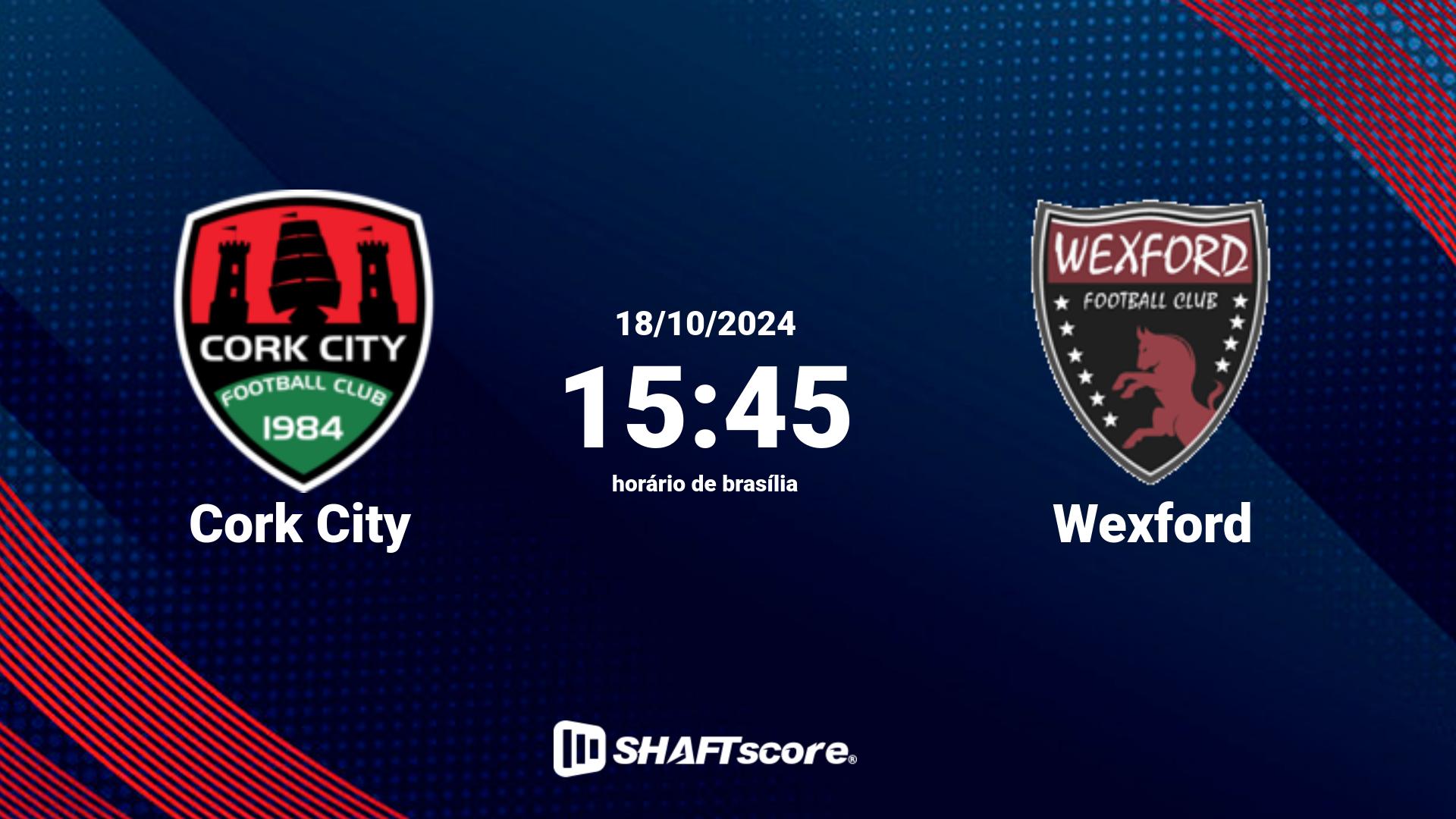 Estatísticas do jogo Cork City vs Wexford 18.10 15:45