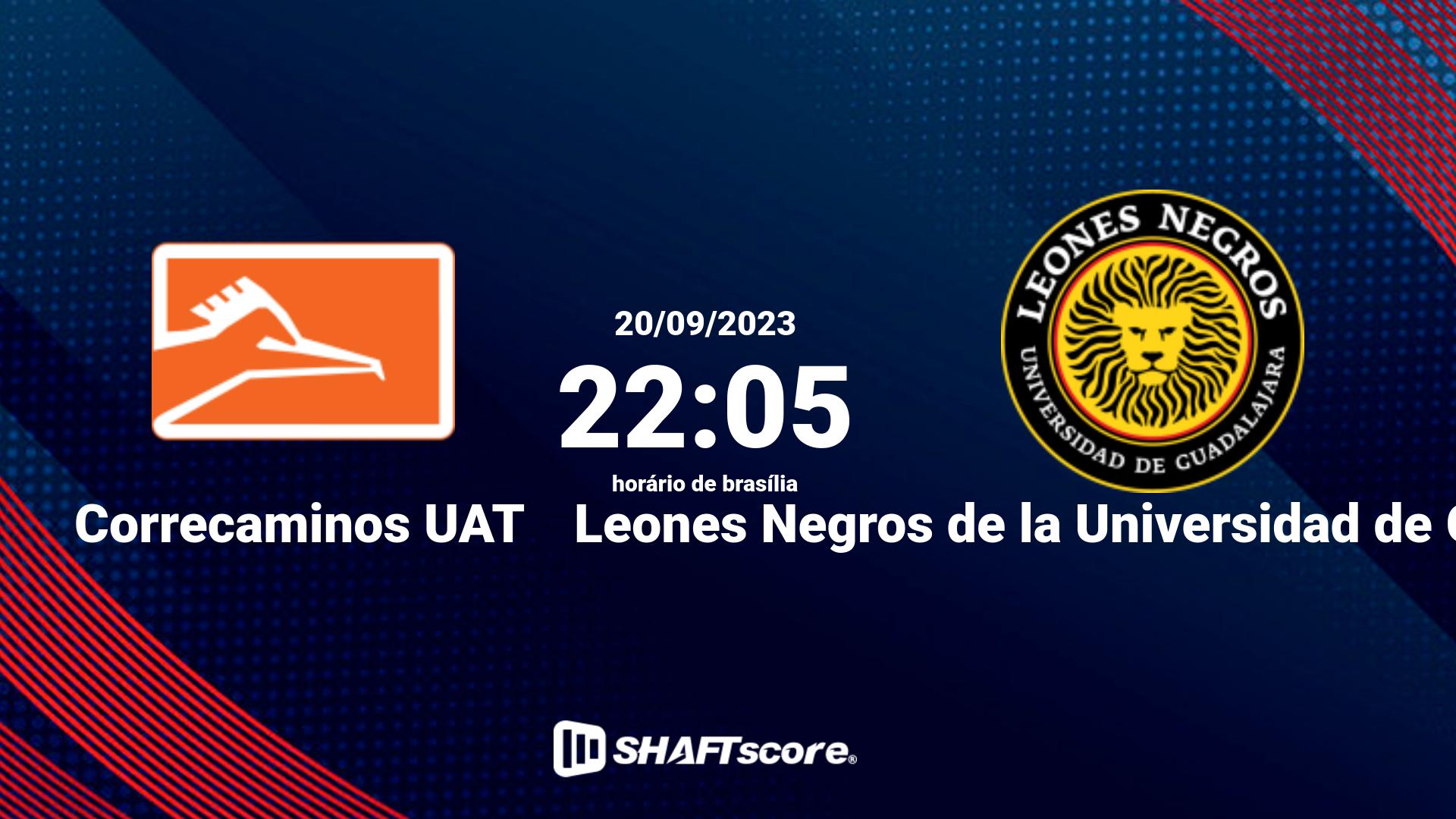 Estatísticas do jogo Correcaminos UAT vs Leones Negros de la Universidad de Guadalajara 20.09 22:05