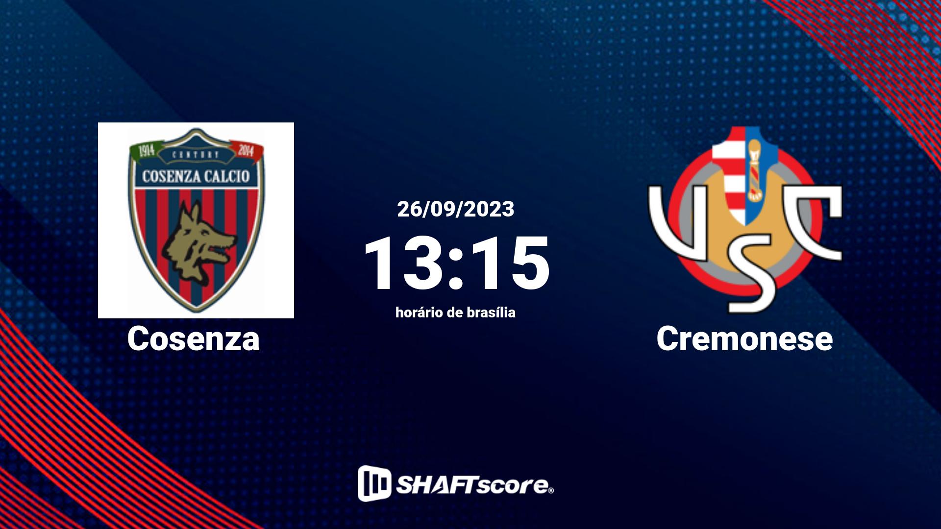 Estatísticas do jogo Cosenza vs Cremonese 26.09 13:15