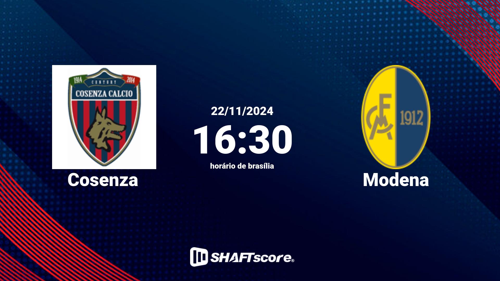 Estatísticas do jogo Cosenza vs Modena 22.11 16:30