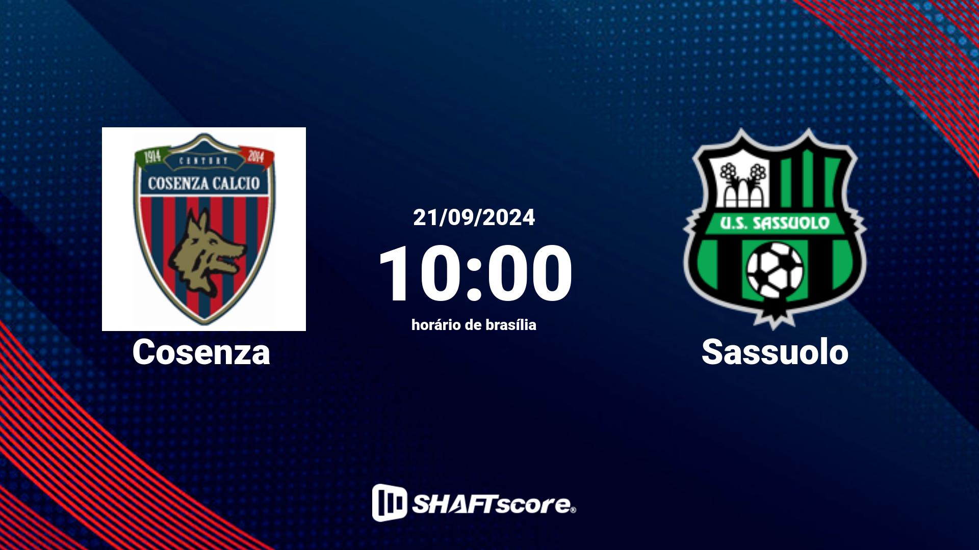 Estatísticas do jogo Cosenza vs Sassuolo 21.09 10:00