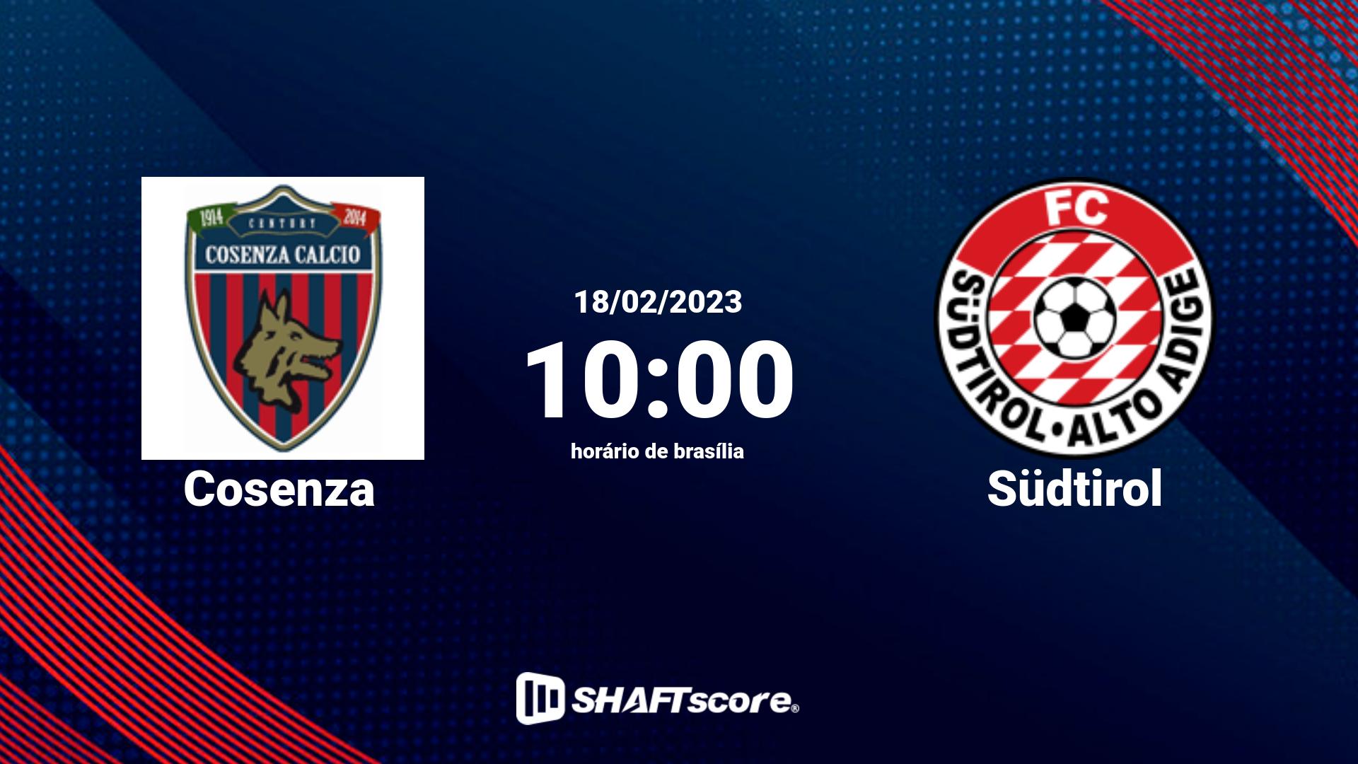 Estatísticas do jogo Cosenza vs Südtirol 18.02 10:00