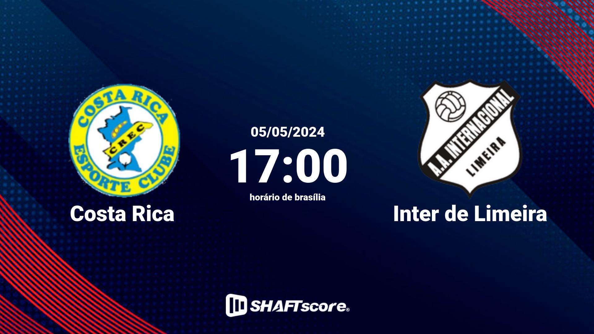 Estatísticas do jogo Costa Rica vs Inter de Limeira 05.05 17:00