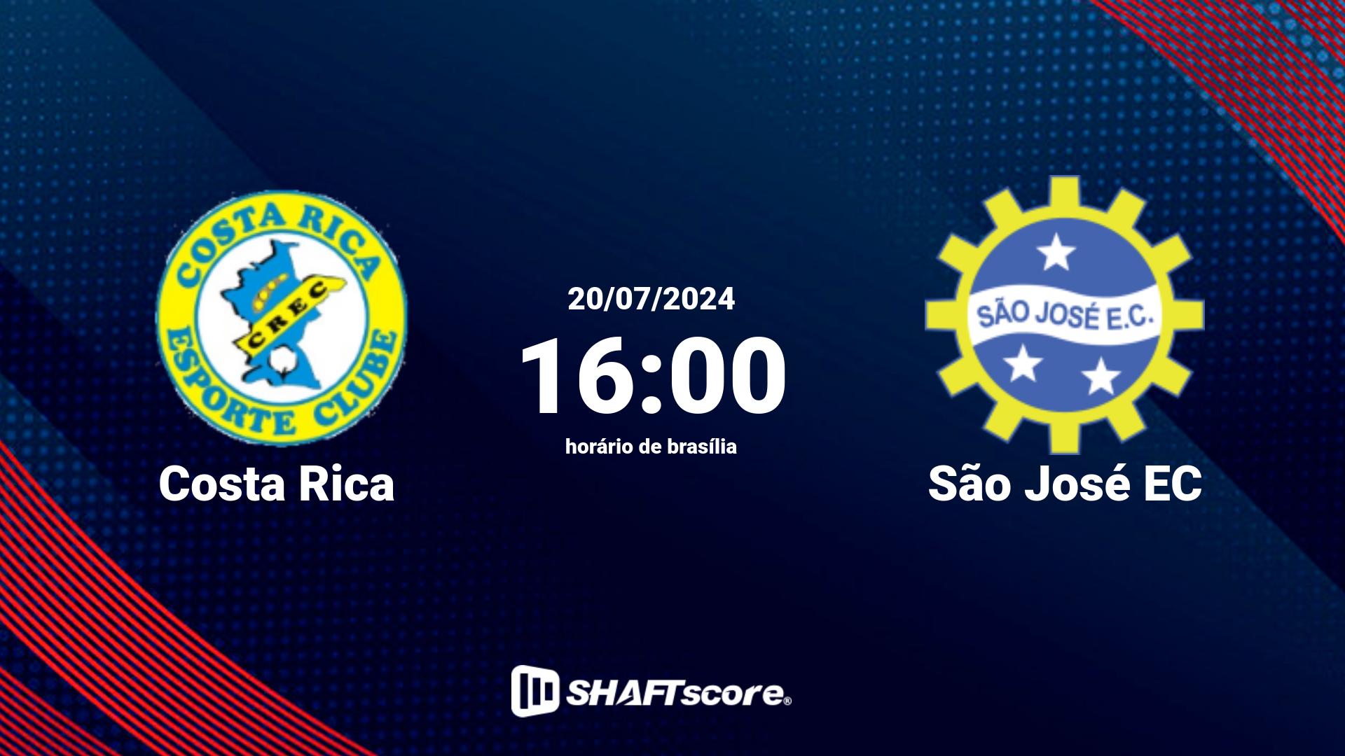 Estatísticas do jogo Costa Rica vs São José EC 20.07 16:00