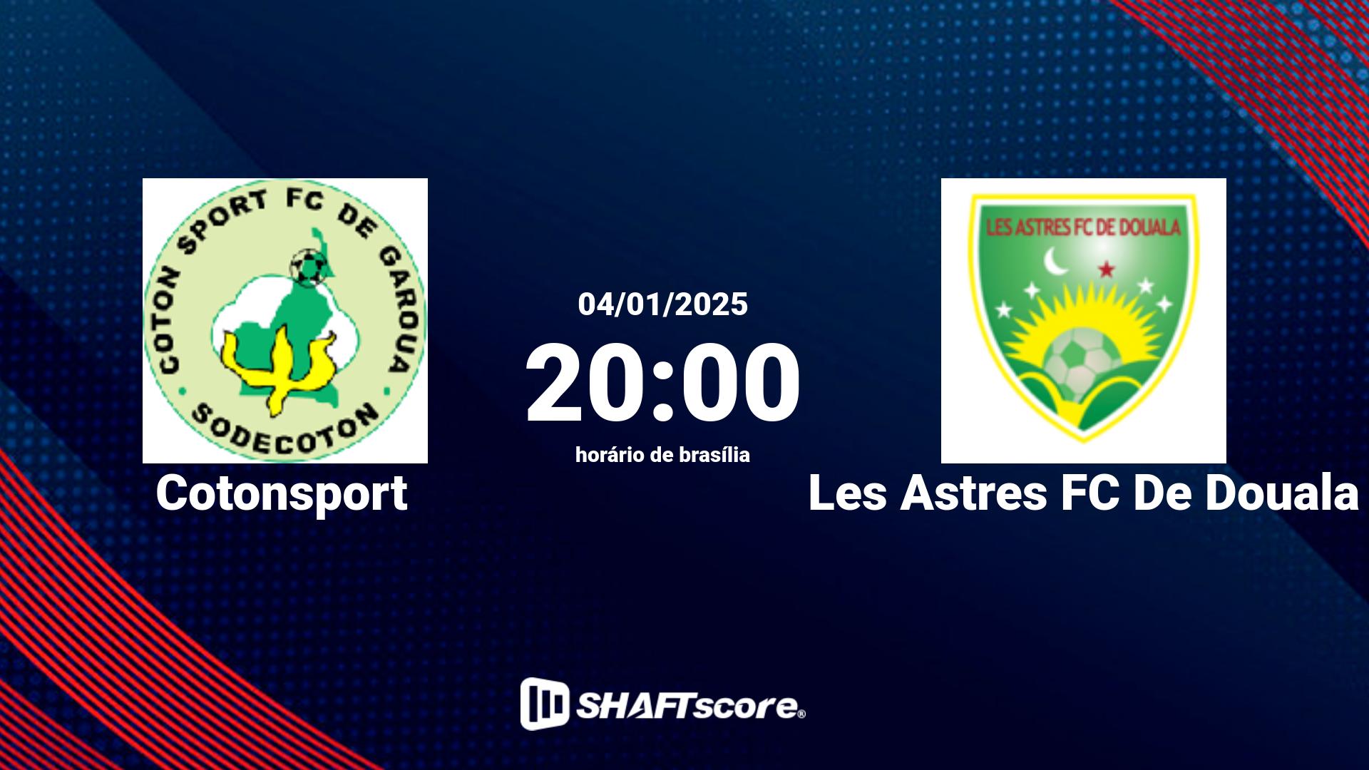 Estatísticas do jogo Cotonsport vs Les Astres FC De Douala 04.01 20:00