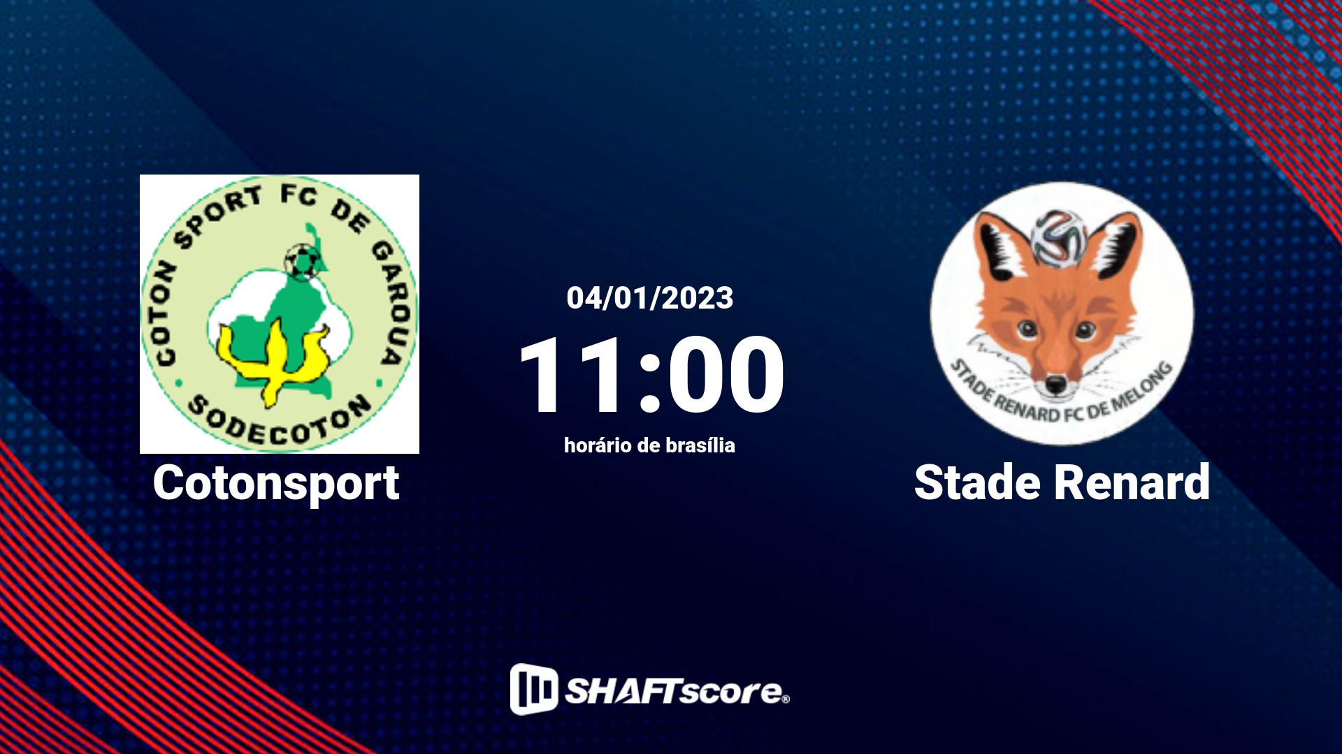 Estatísticas do jogo Cotonsport vs Stade Renard 04.01 11:00