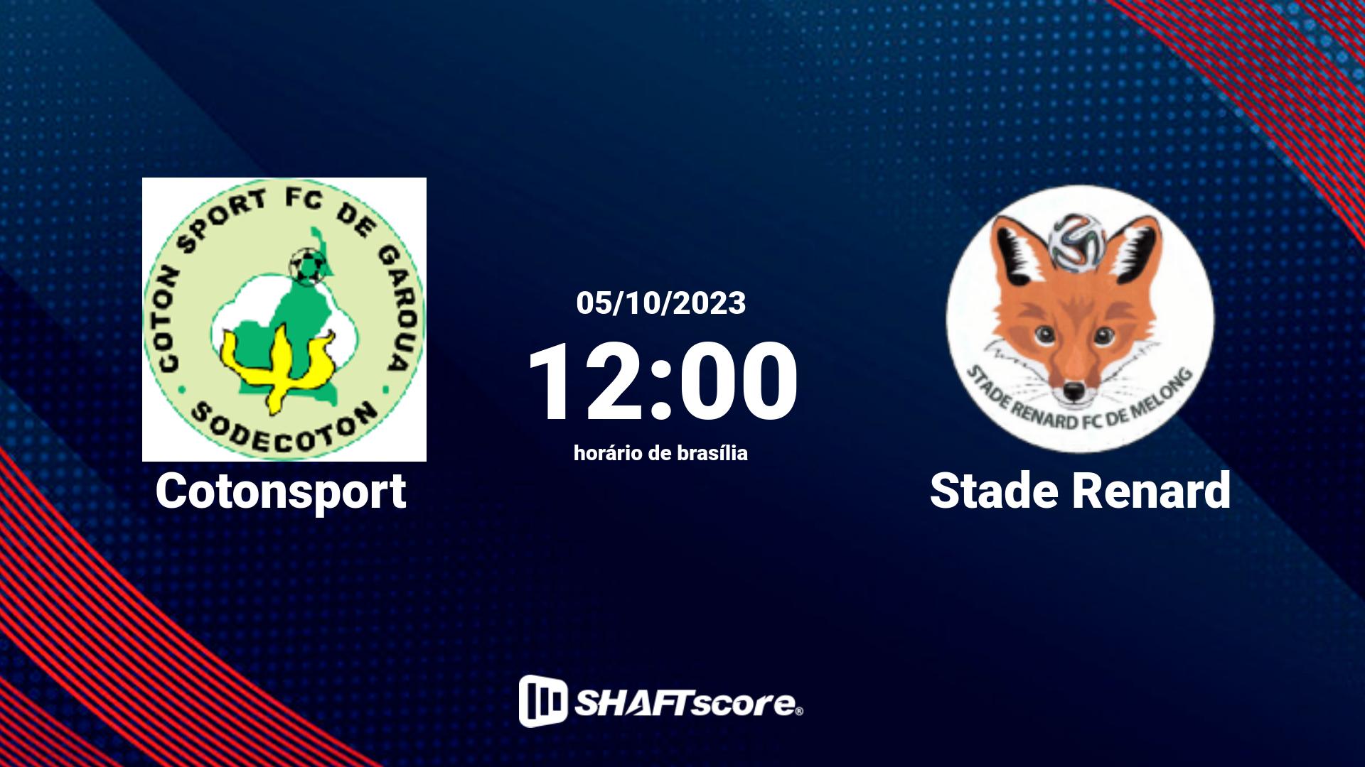 Estatísticas do jogo Cotonsport vs Stade Renard 05.10 12:00