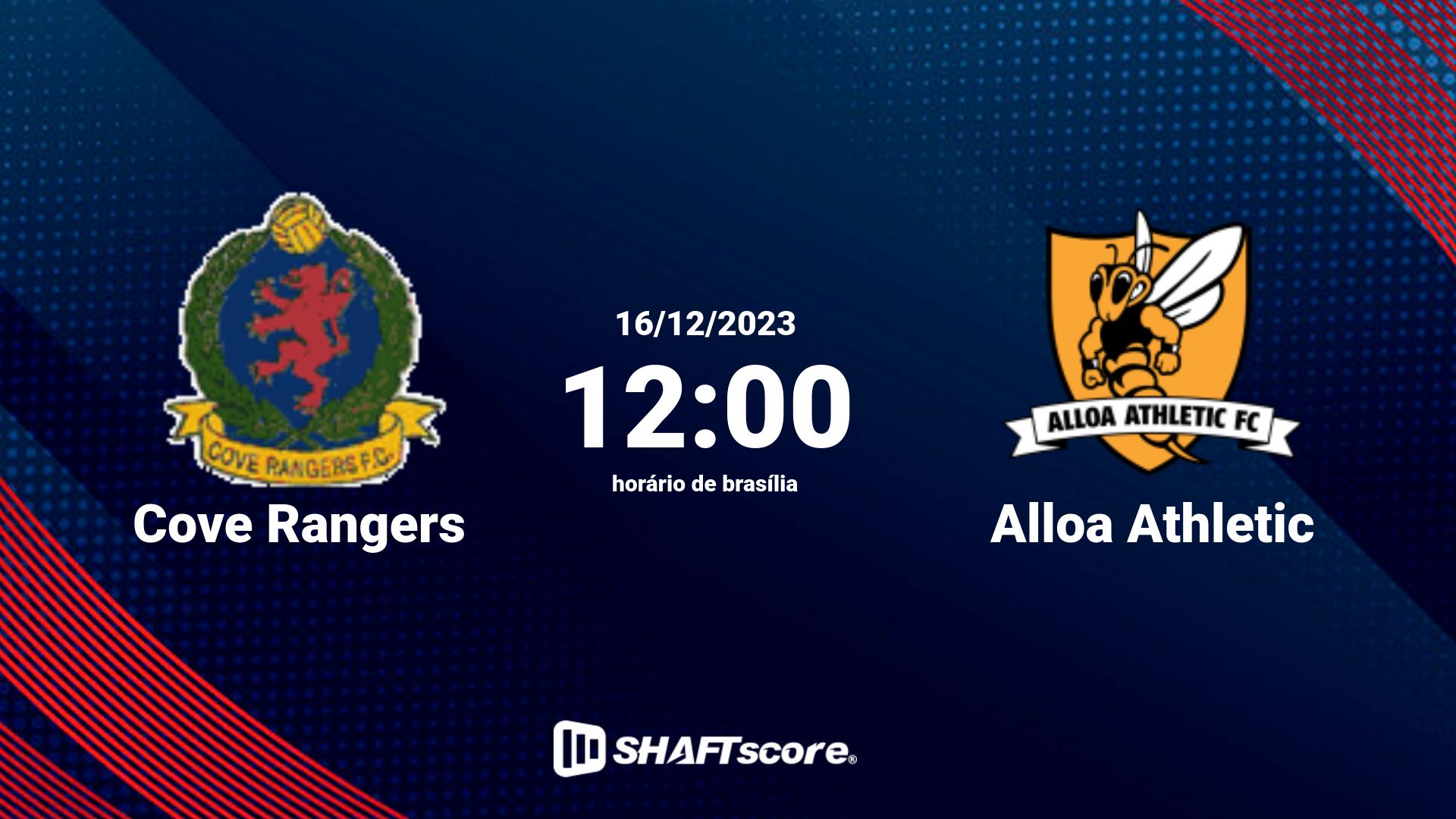 Estatísticas do jogo Cove Rangers vs Alloa Athletic 16.12 12:00