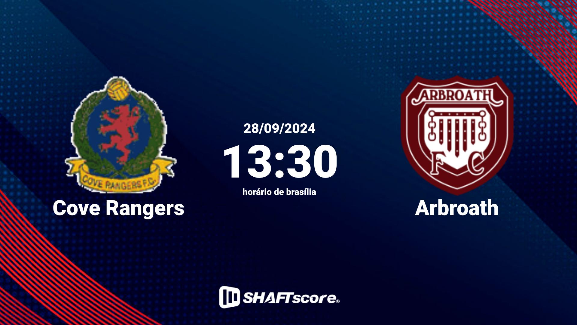 Estatísticas do jogo Cove Rangers vs Arbroath 28.09 13:30