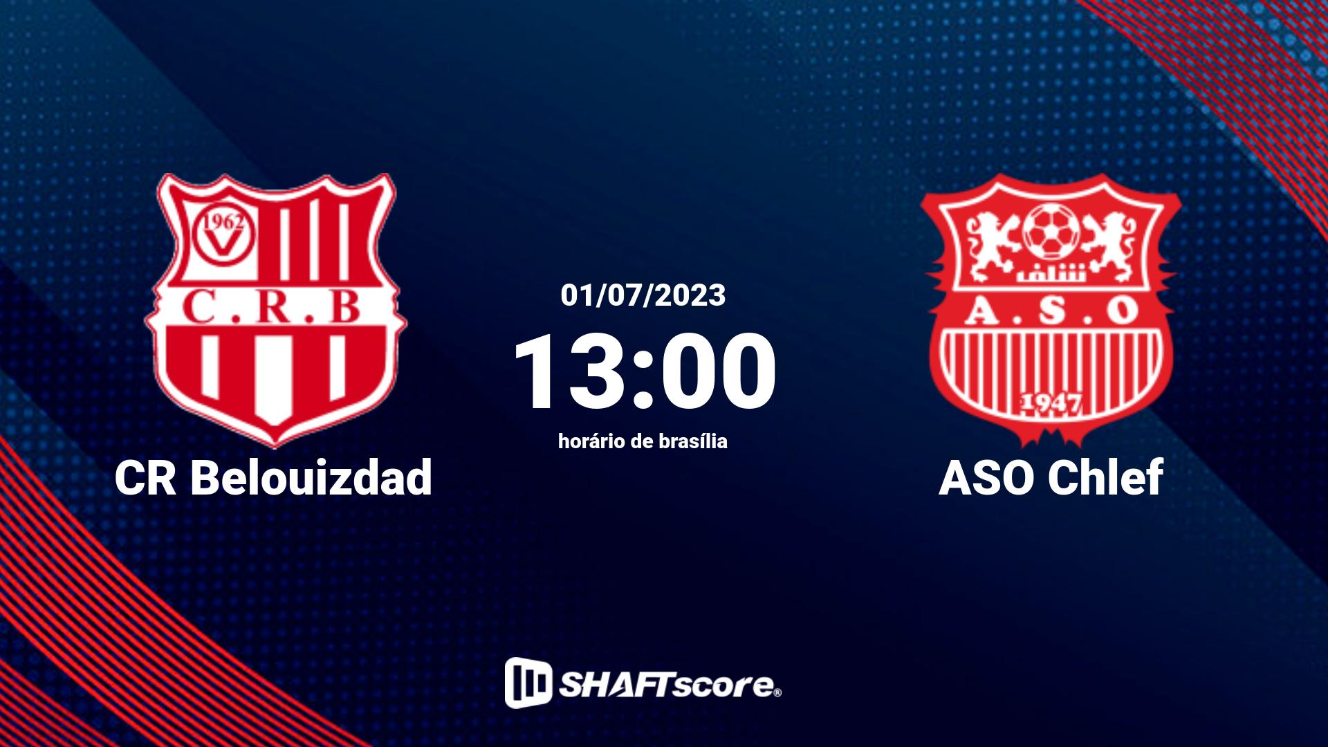 Estatísticas do jogo CR Belouizdad vs ASO Chlef 01.07 13:00