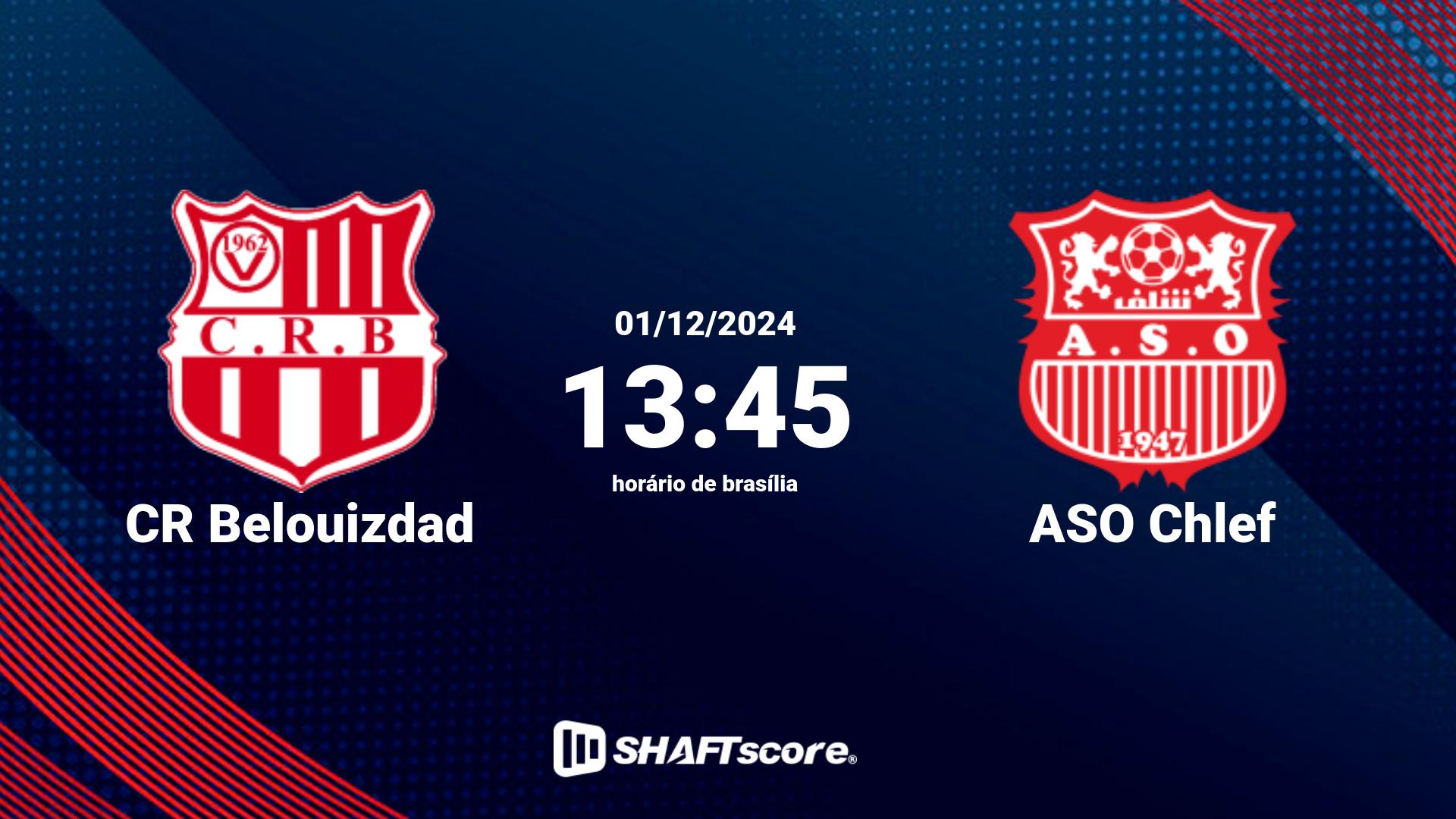 Estatísticas do jogo CR Belouizdad vs ASO Chlef 01.12 13:45