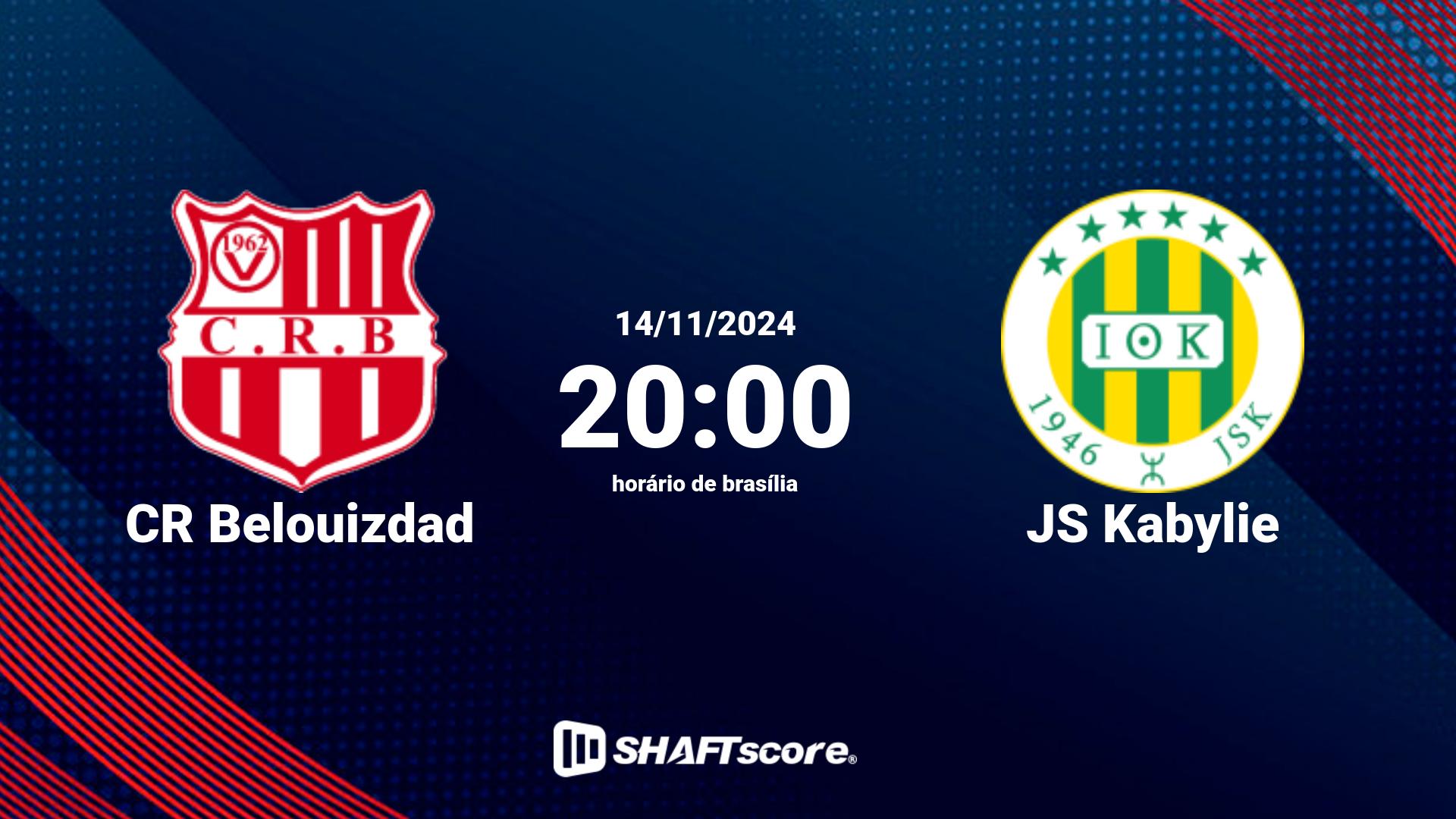 Estatísticas do jogo CR Belouizdad vs JS Kabylie 14.11 20:00