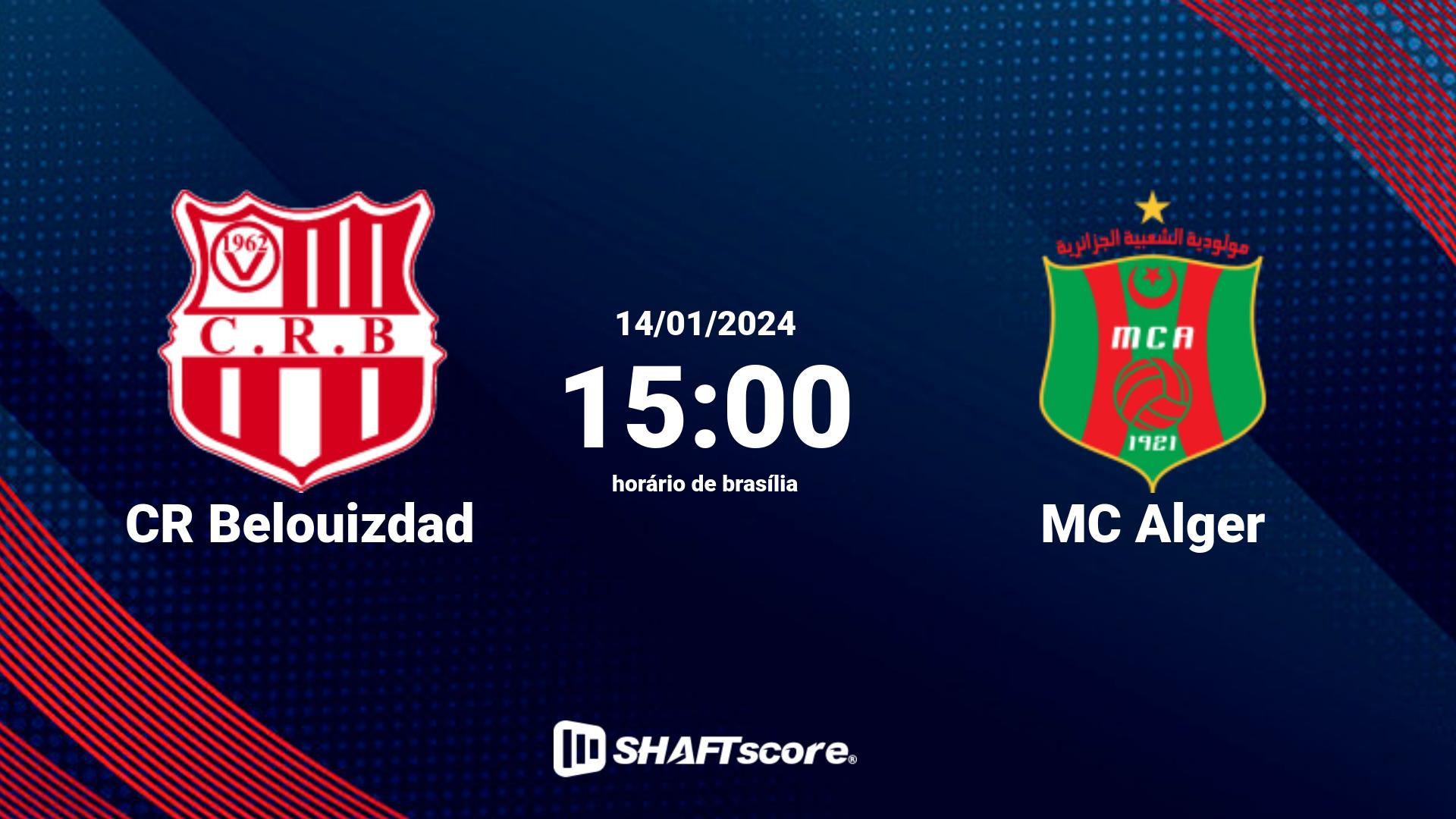 Estatísticas do jogo CR Belouizdad vs MC Alger 14.01 15:00