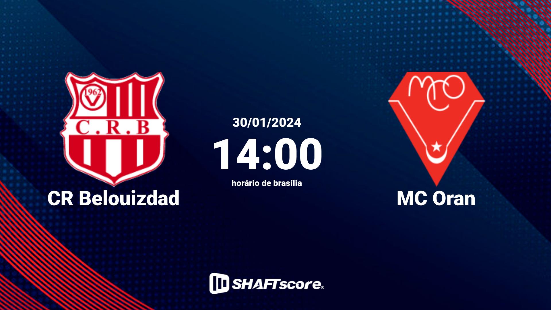 Estatísticas do jogo CR Belouizdad vs MC Oran 30.01 14:00