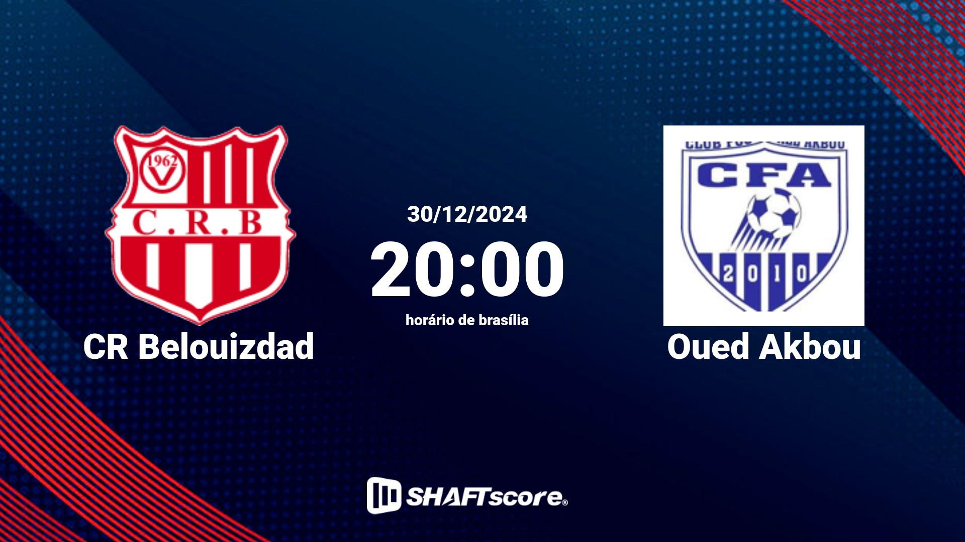 Estatísticas do jogo CR Belouizdad vs Oued Akbou 30.12 20:00