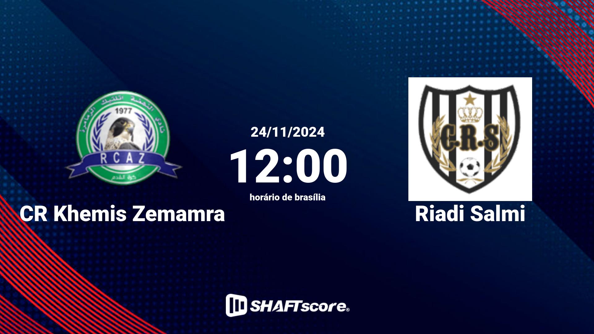 Estatísticas do jogo CR Khemis Zemamra vs Riadi Salmi 24.11 12:00