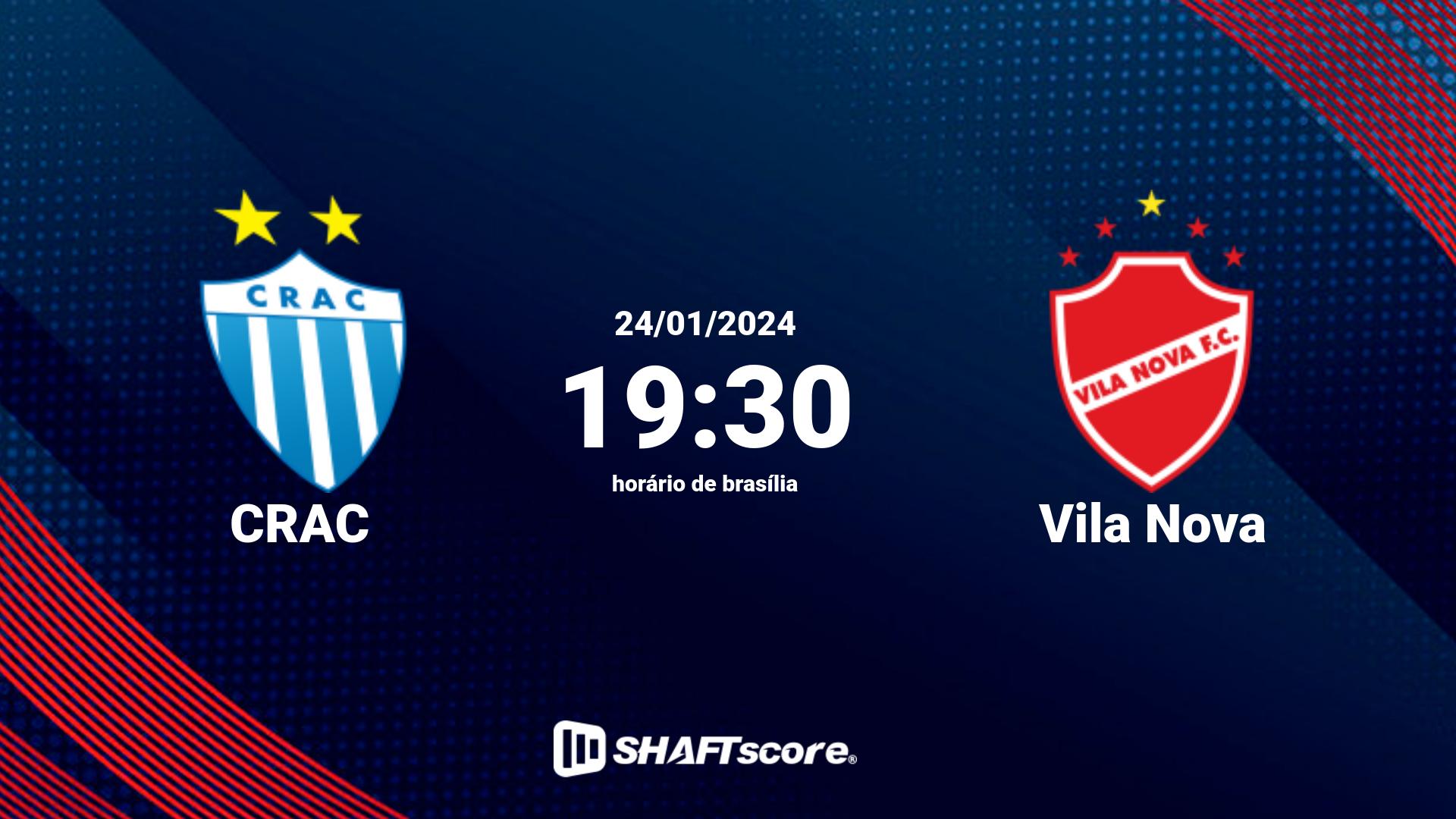 Estatísticas do jogo CRAC vs Vila Nova 24.01 19:30