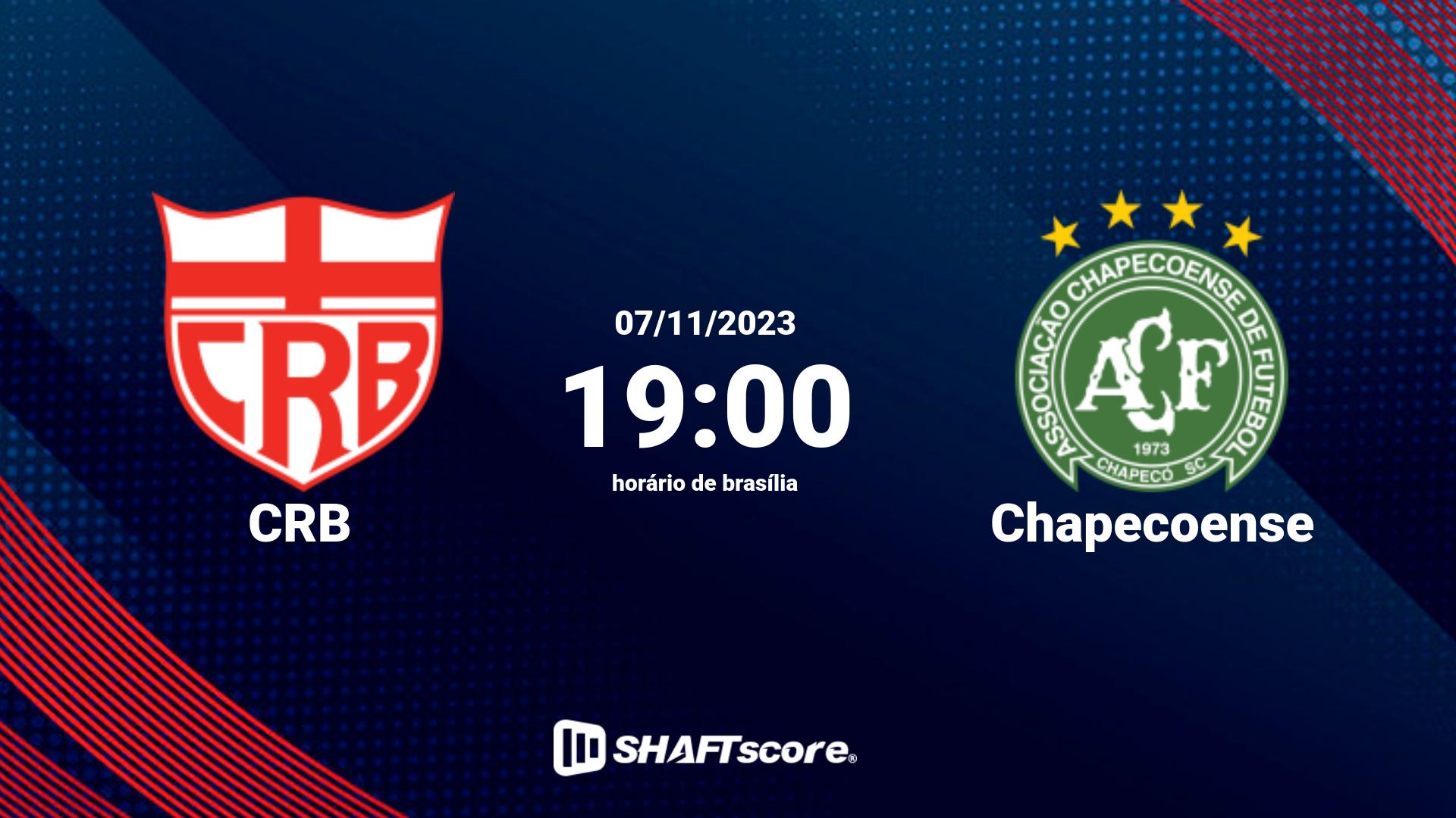 Estatísticas do jogo CRB vs Chapecoense 07.11 19:00