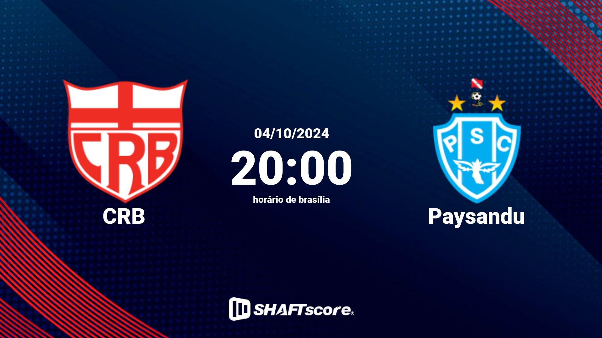 Estatísticas do jogo CRB vs Paysandu 04.10 20:00