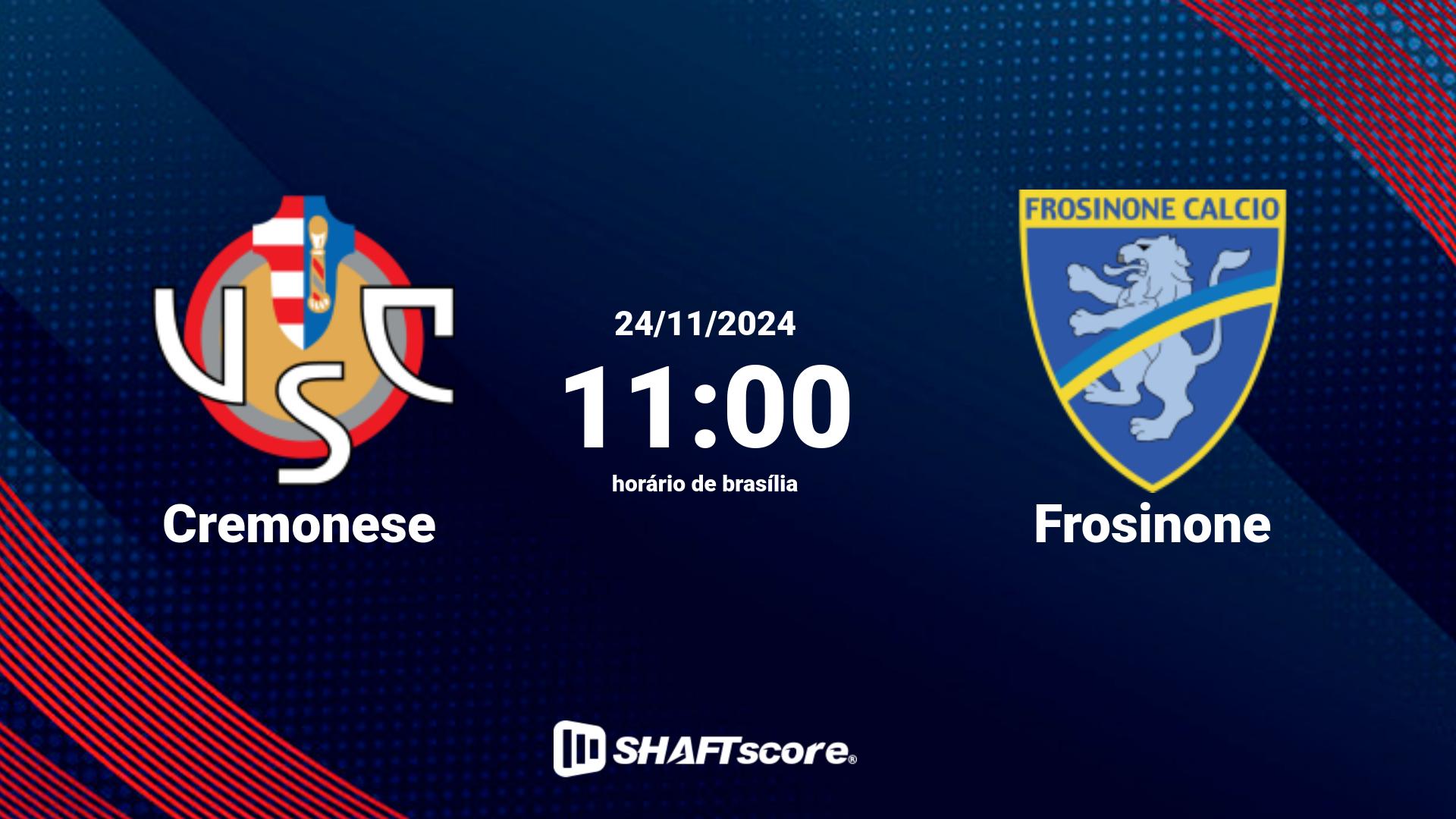 Estatísticas do jogo Cremonese vs Frosinone 24.11 11:00