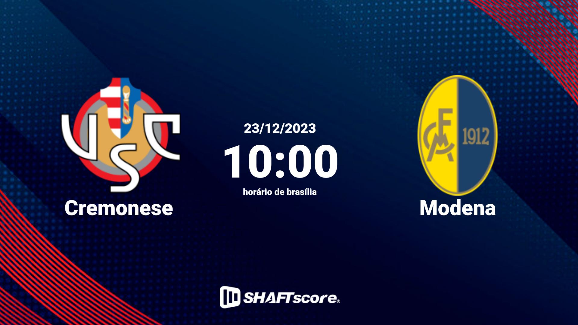 Estatísticas do jogo Cremonese vs Modena 23.12 10:00