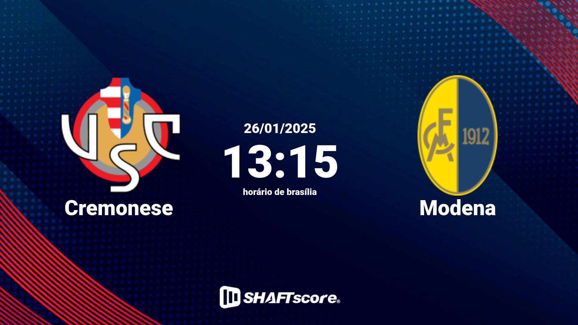 Estatísticas do jogo Cremonese vs Modena 26.01 13:15