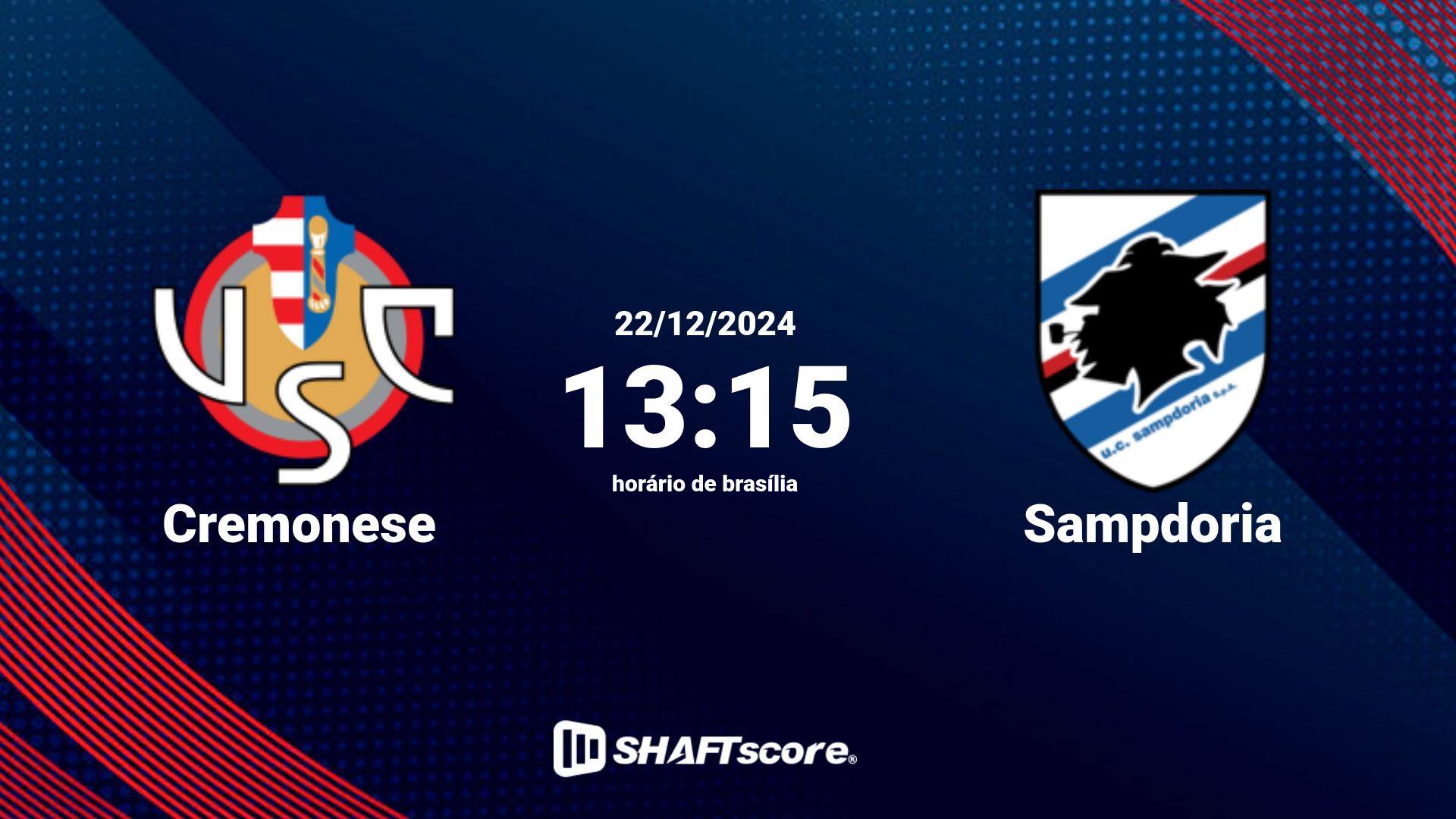 Estatísticas do jogo Cremonese vs Sampdoria 22.12 13:15