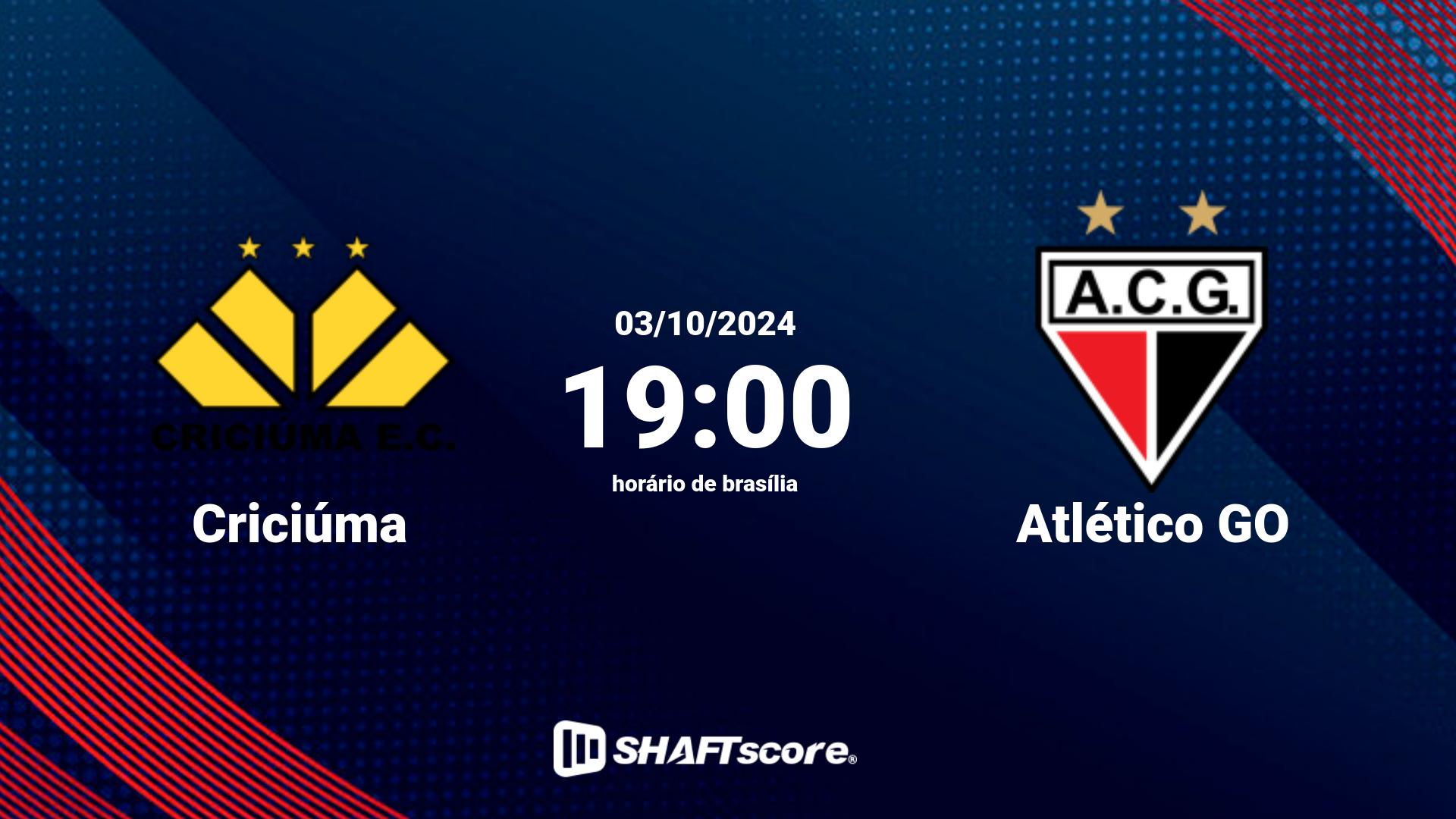 Estatísticas do jogo Criciúma vs Atlético GO 03.10 19:00