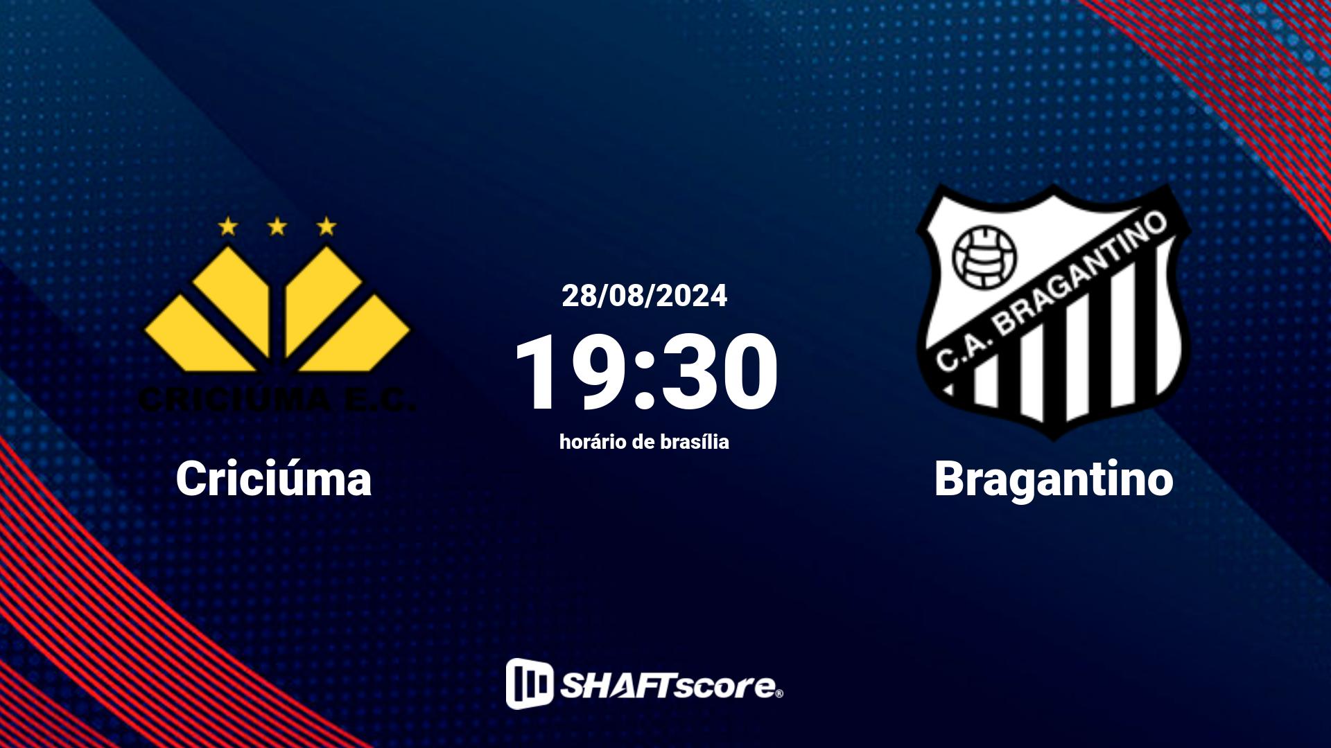 Estatísticas do jogo Criciúma vs Bragantino 28.08 19:30